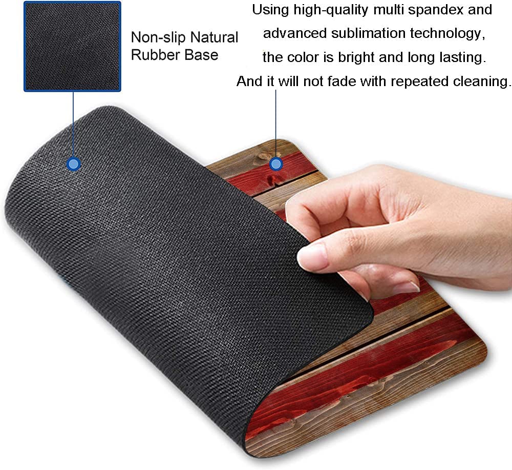 Custom American Flag Wooden Gaming Mouse Pad - Non-Slip Rubber Base for PC & Laptop | Perfect for Gamers, Office Work & Home Use
