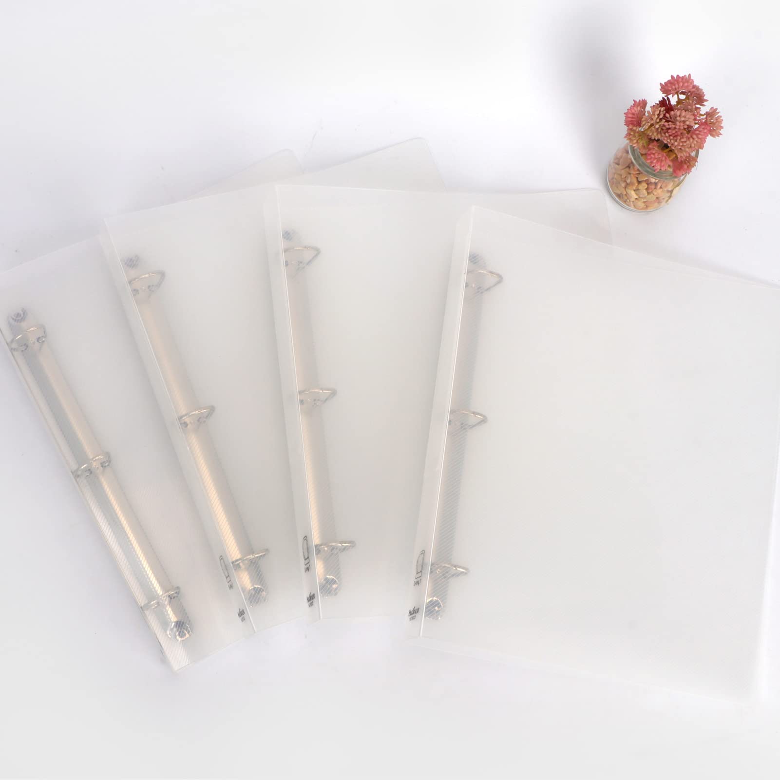 NatureTouch 3 Ring Binder 1.5 Inch - 4 Pack D Ring Binders for 8.5 x 11 Paper, Clear View Organizer with Transparency - Perfect for School, Office & Document Storage