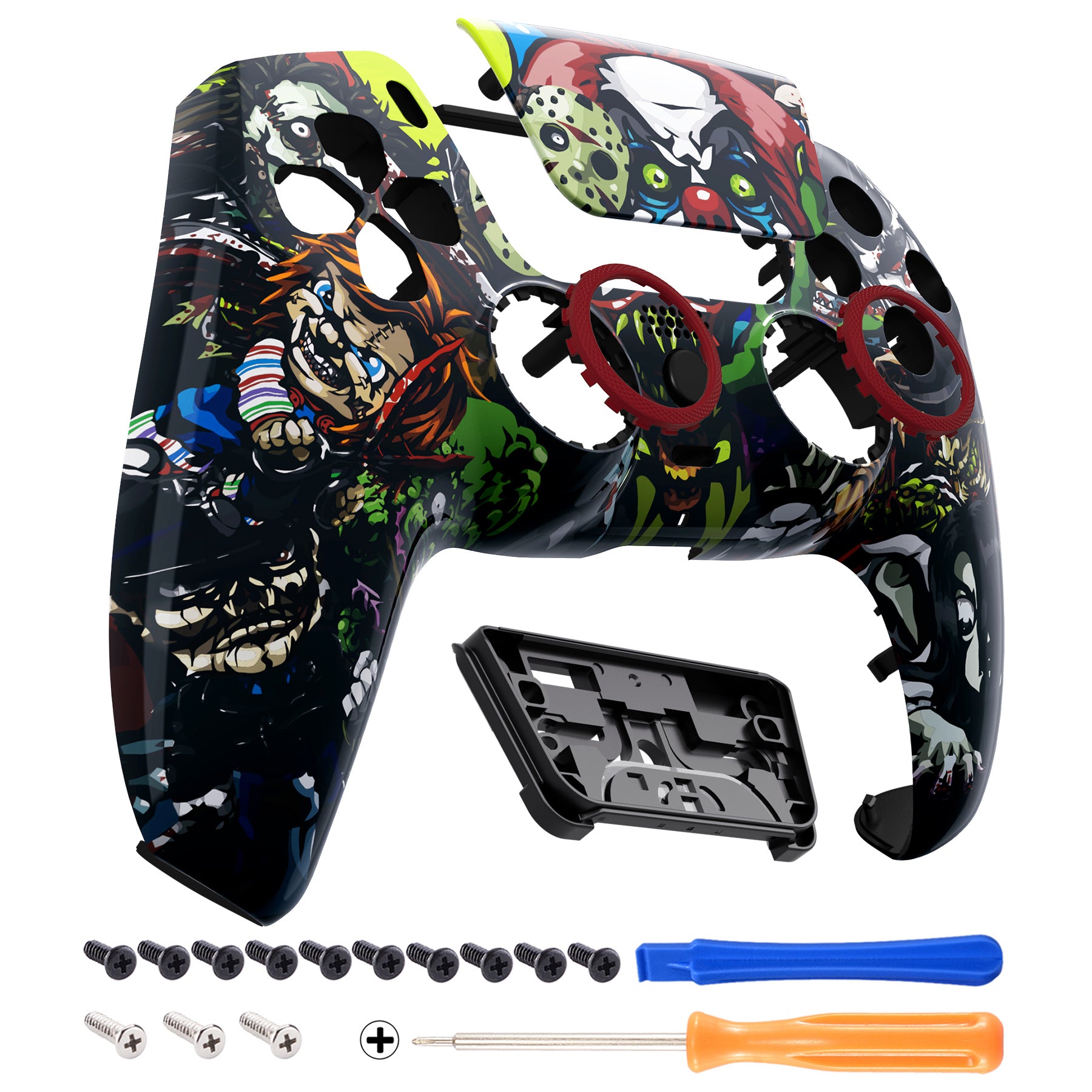 eXtremeRate LUNA Redesigned PS5 Controller Front Shell with Touchpad - Compatible with BDM 010/020/030/040/050 Models - Custom Gaming Accessory for Scary Party & Halloween Gaming Sessions