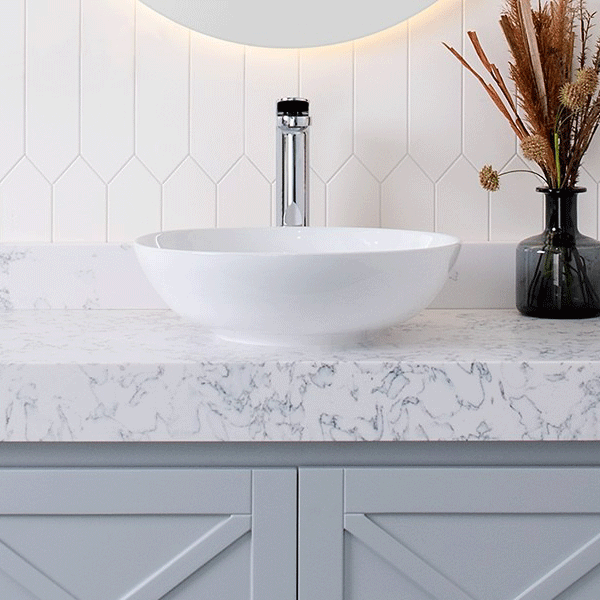 ADP Circuit 400 x 400mm White Ceramic Above Counter Bathroom Basin - Perfect for Modern Vanities and Contemporary Bathroom Designs