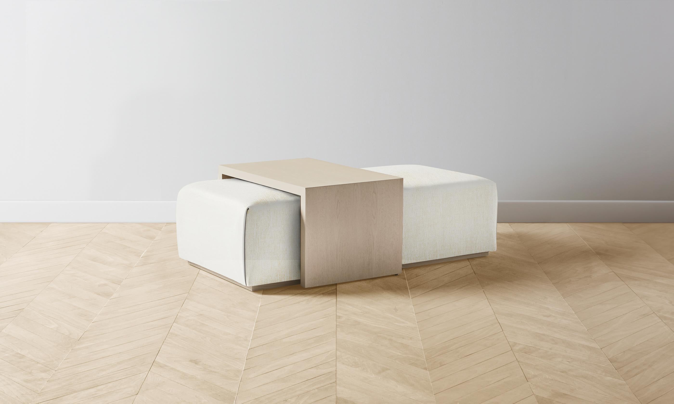 The Bowery Ottoman - Performance Tweed Salt - Stylish & Durable Footrest for Living Room, Bedroom, or Office