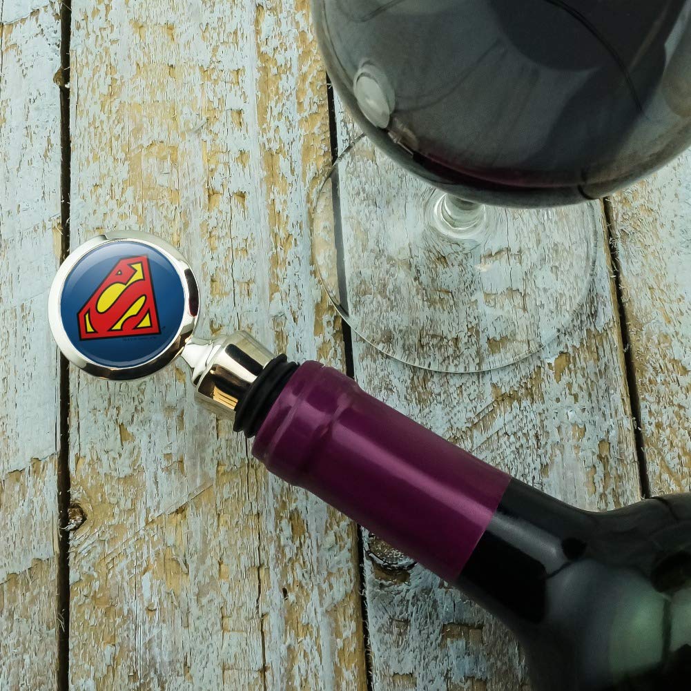Superman Classic S Shield Logo Wine Bottle Stopper - DC Comics Collectible Bar Accessory for Wine Lovers & Home Entertaining
