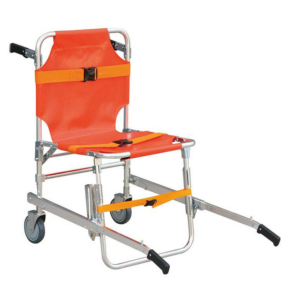 CNCEST EMS Stair Chair - Medical Transport & Evacuation Chair with Seat Belt, Orange - Ideal for Emergency Rescue, Patient Transfer, and Mobility Assistance in Hospitals & Homes