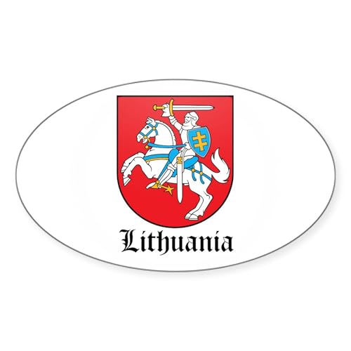 White - Lithuanian Coat of Arms Seal Oval Sticker
