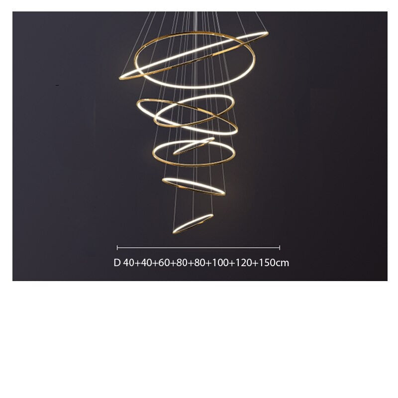 Staircase Chandelier Rings - Elegant Crystal Pendant Lighting for Stairwells & Entryways | Modern Home Decor Lighting Fixture for Hallways & Foyers