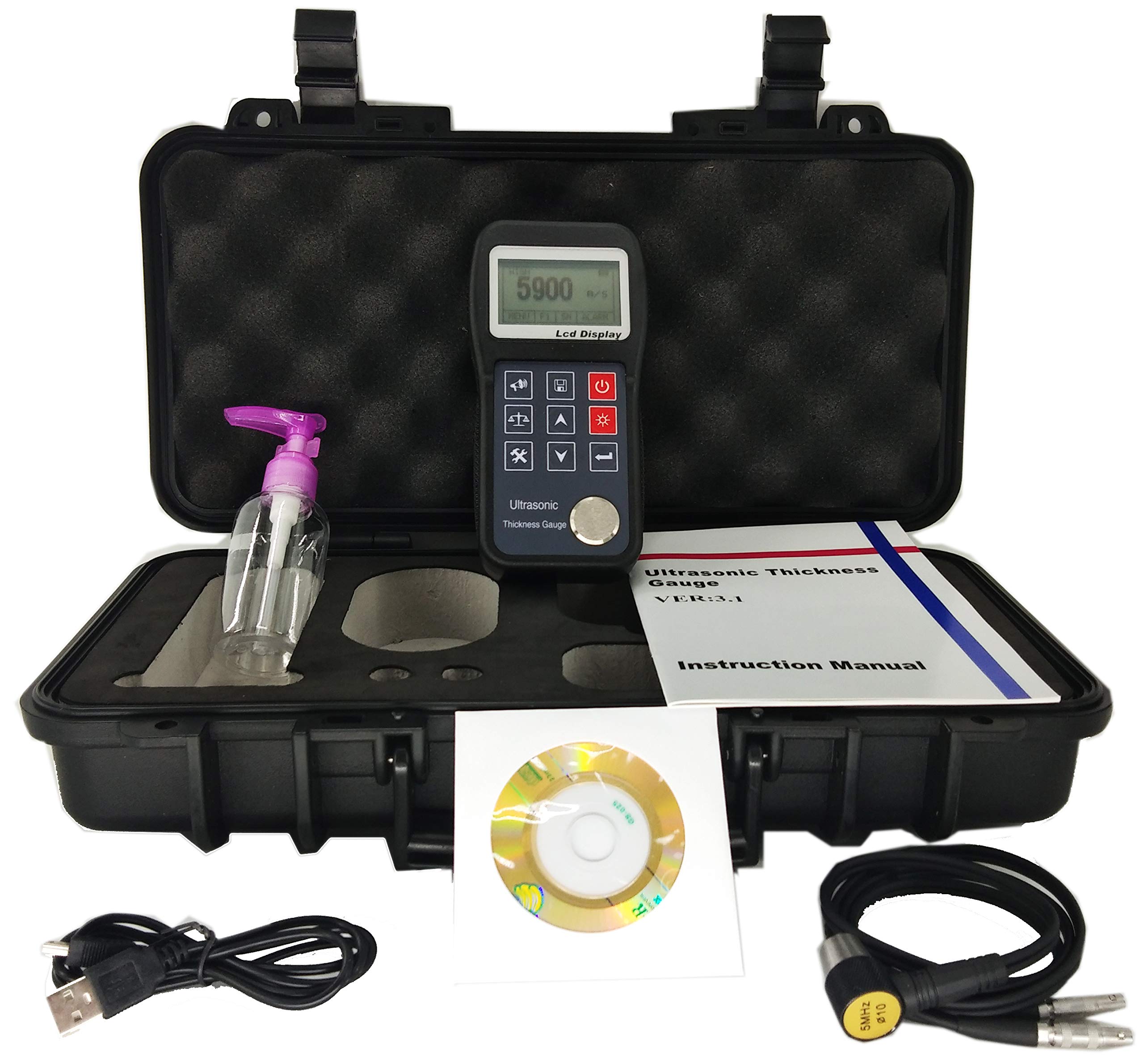 Professional Ultrasonic Thickness Gauge Meter - 0.75mm to 400.0mm (0.03
