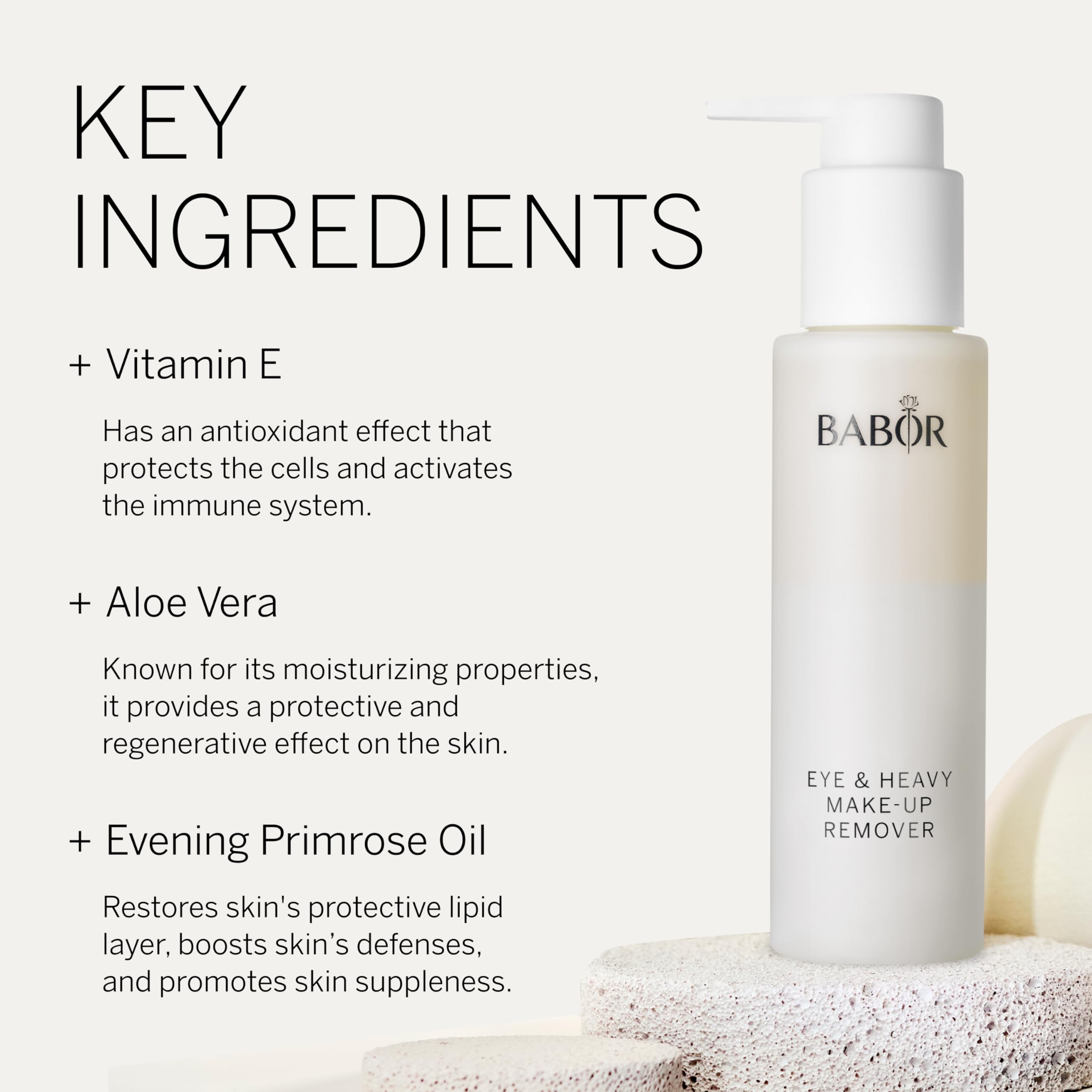 BABOR Gentle Eye Makeup Remover with Vitamin B & Aloe Vera - Contact Lens Safe, Lash Extension & Waterproof Mascara Friendly - Oil-Free, Non-Greasy Formula for Sensitive Eyes | Perfect for Nightly Cleansing & Pre-Makeup Prep