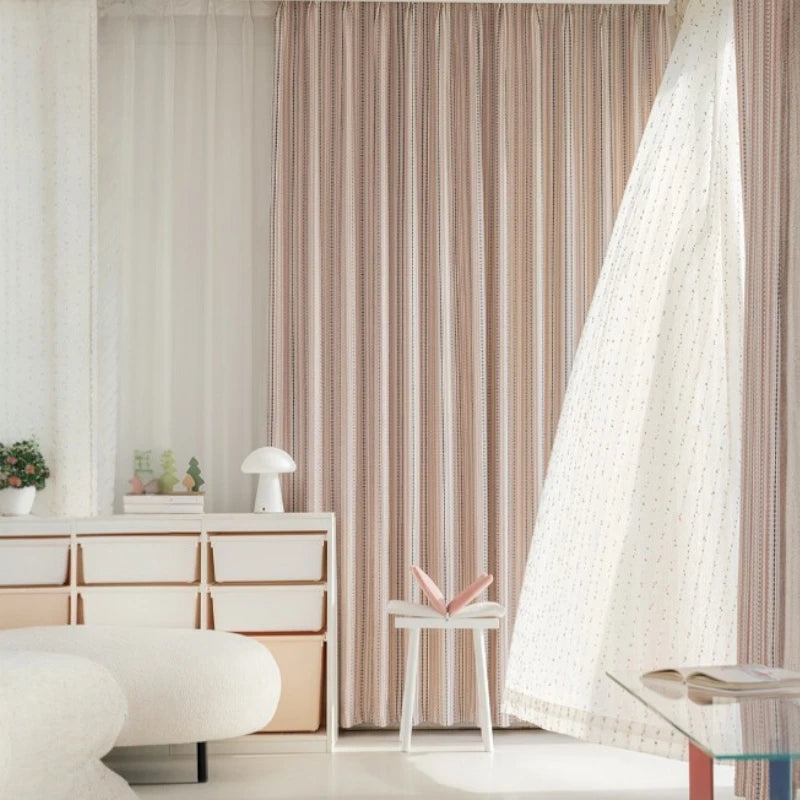 Bohemian Diamond Gingham Jacquard Semi-Sheer Custom Curtains for Living Room, Bedroom & Nursery - Light Filtering Window Drapes with Elegant Floral Design