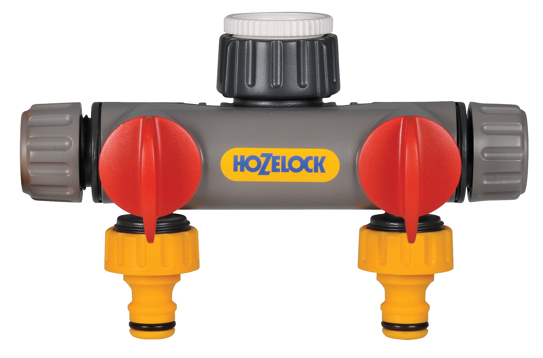 Hozelock 2-Way Tap Connector - Garden Hose Splitter with Brass Fittings for Outdoor Watering, Car Washing & Irrigation Systems