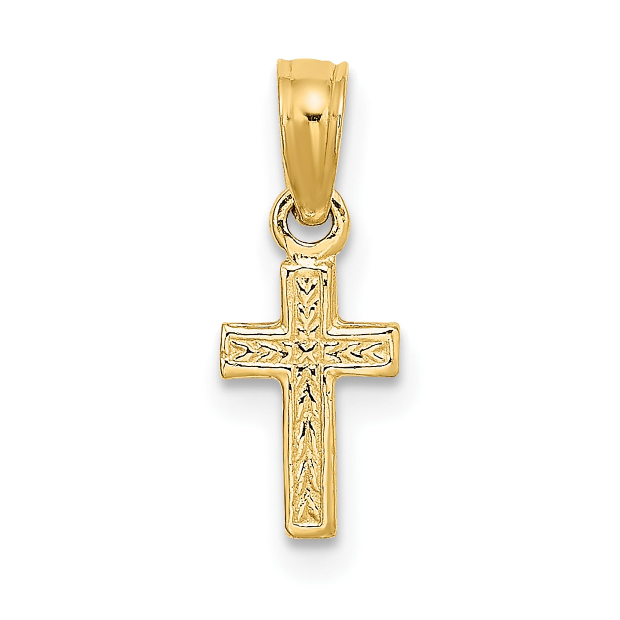 14K Solid Yellow Gold Latin Mexican Holy Cross Necklace - Religious Jesus Christ Charm Pendant for Women & Men - Perfect for Baptism, First Communion, Confirmation & Everyday Faith Jewelry