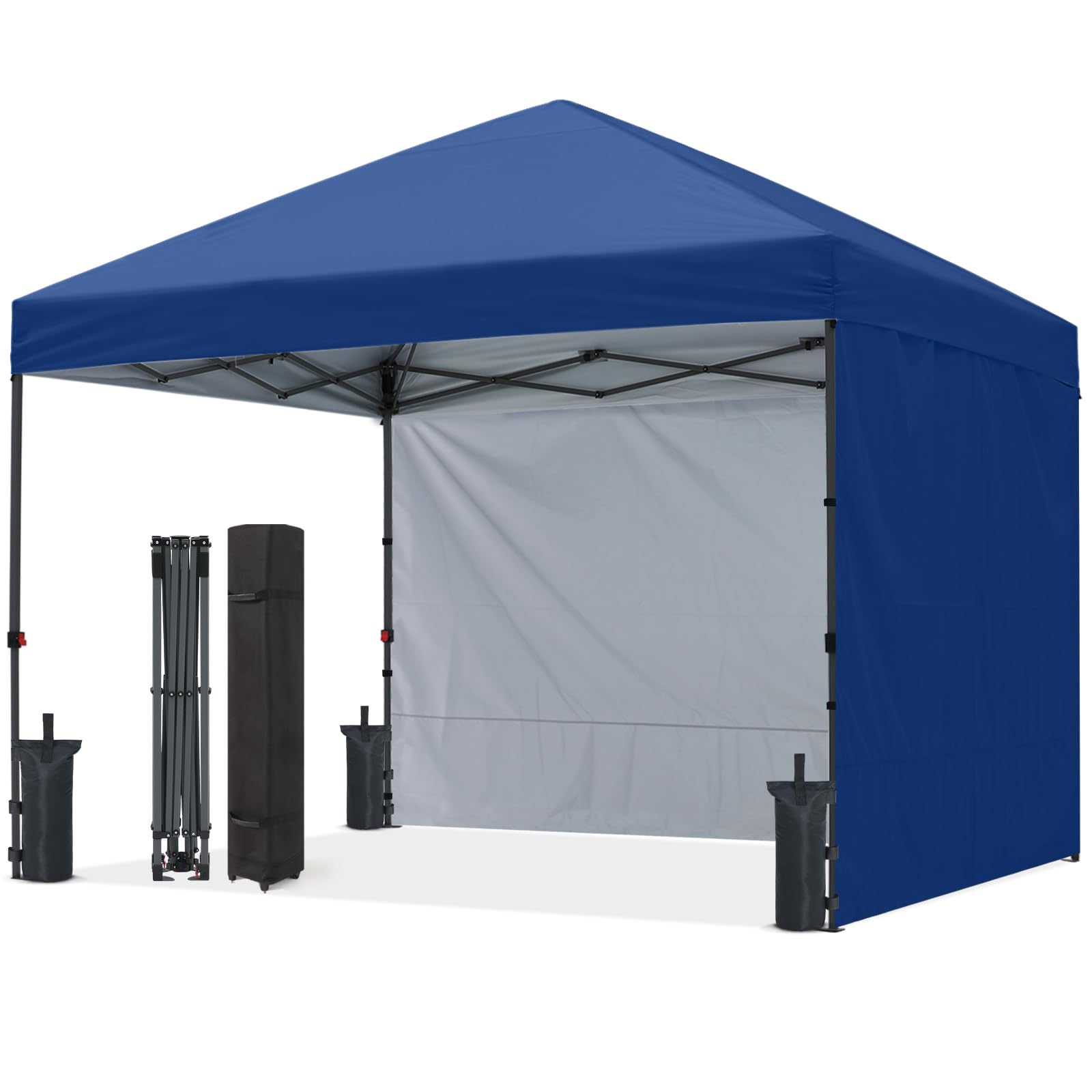 ABCCANOPY 10x10 Easy Pop Up Canopy Tent with 2 Sidewalls - Waterproof & UV Protection for Outdoor Events, Beach, Camping, Picnics, and Backyard Parties (Navy Blue)