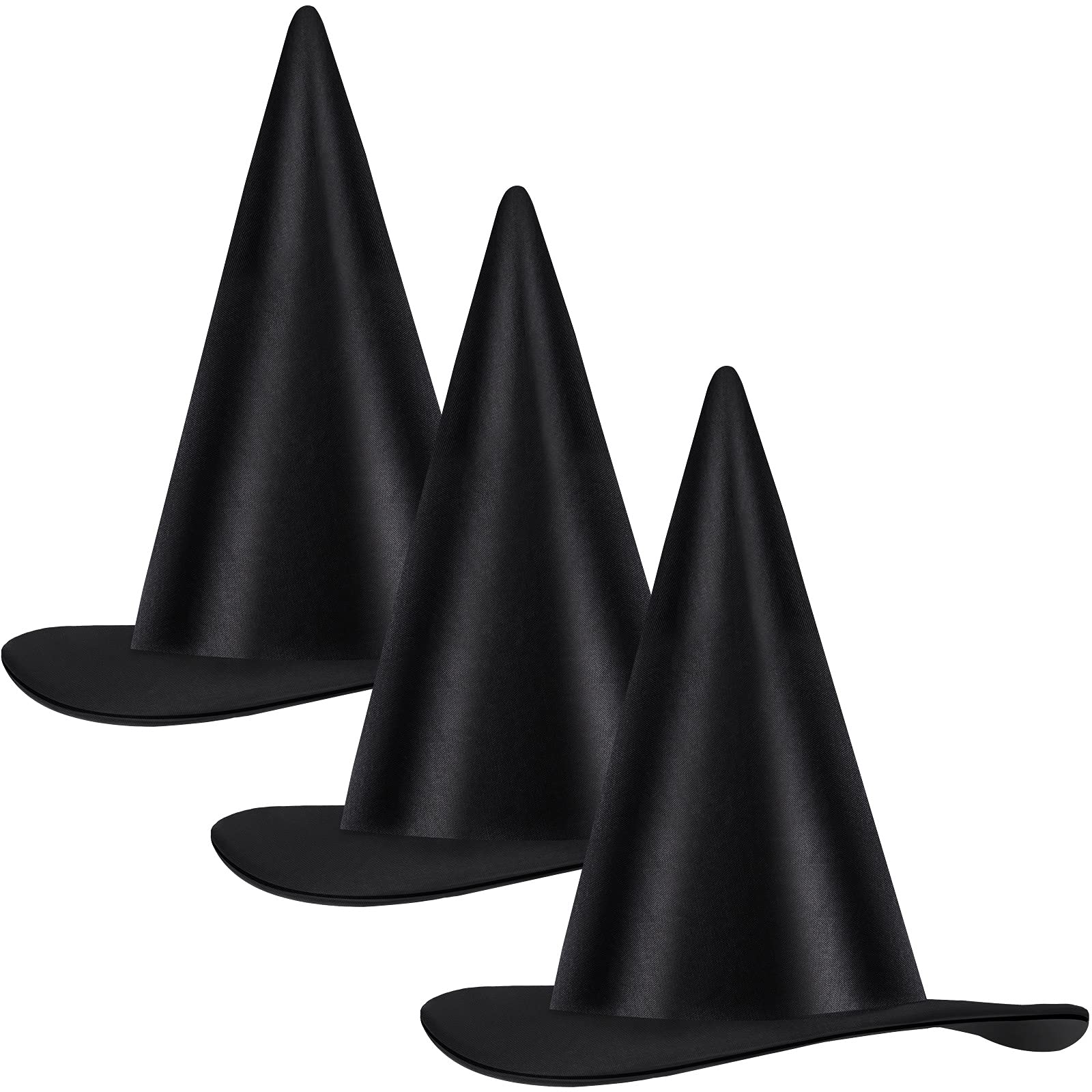 Fovths 3-Piece Halloween Witch Hat Set - Black Witch Cosplay Costume Accessories for Halloween Parties, Witch Costumes & Spooky Decorations