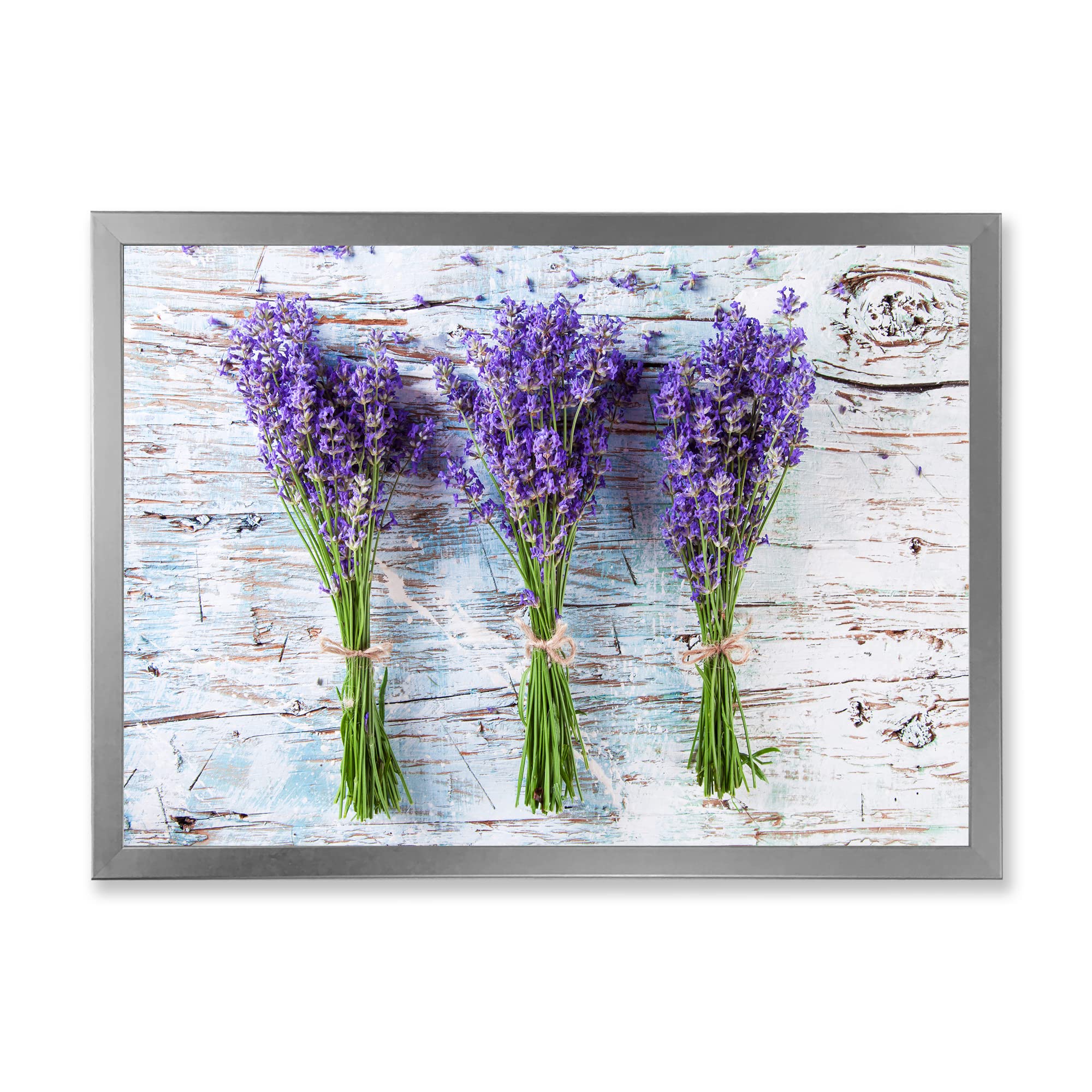 Fresh Lavender on Wood Framed Wall Art - Rustic Farmhouse Decor for Living Room, Bedroom & Office - Handmade Canvas Painting Home Decor