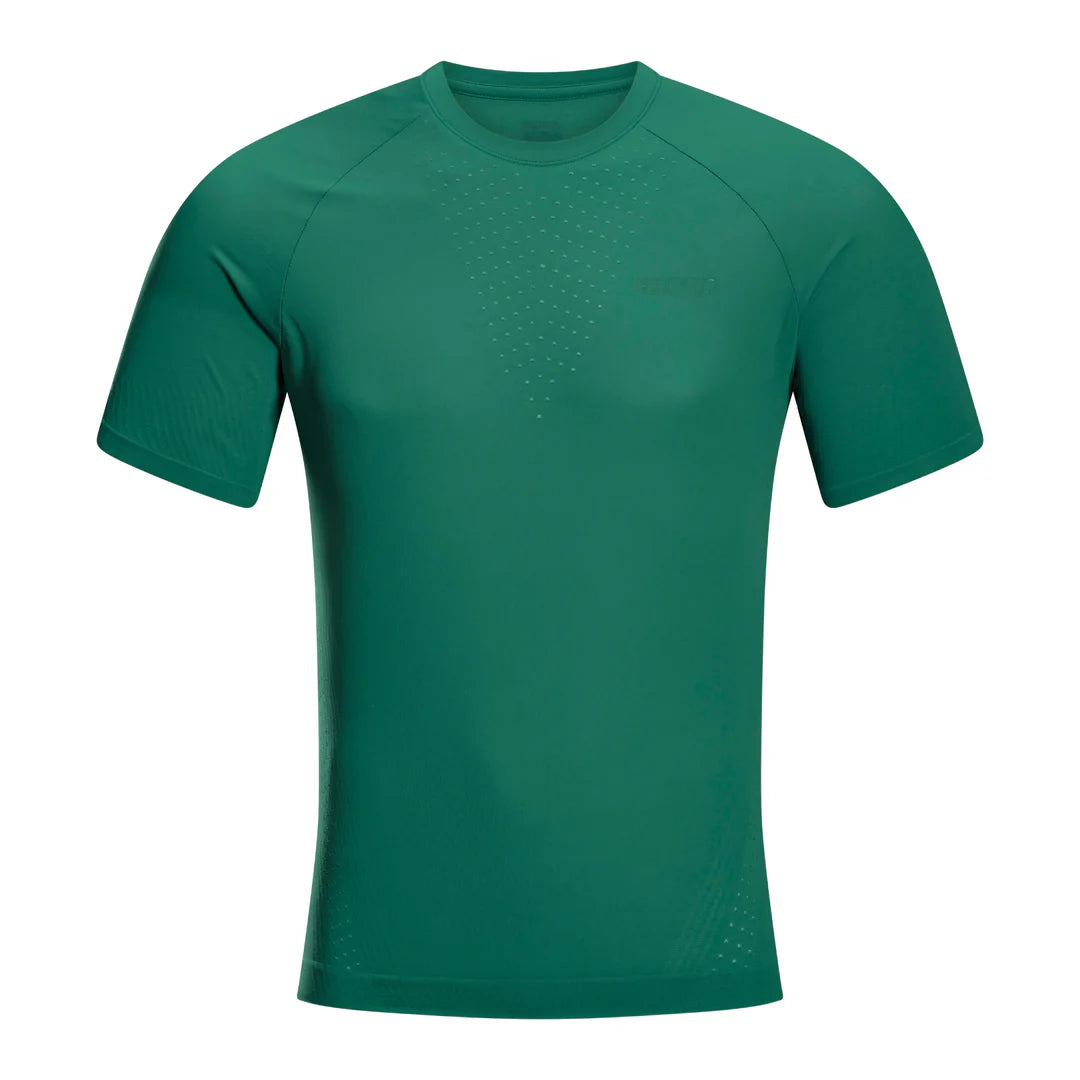 CEP Men's Ultralight Seamless Running Shirt - Breathable Quick-Dry Short Sleeve Athletic Top (V2, Green) for Jogging, Gym Workouts & Outdoor Sports
