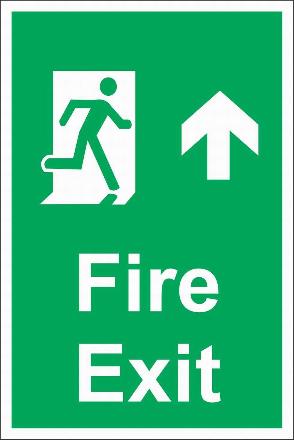 Fire Exit Sign with Up Arrow - 12x16 Inch Safety Notice Sign for Emergency Exits - Durable Tin Sign for Warehouses, Offices & Public Buildings