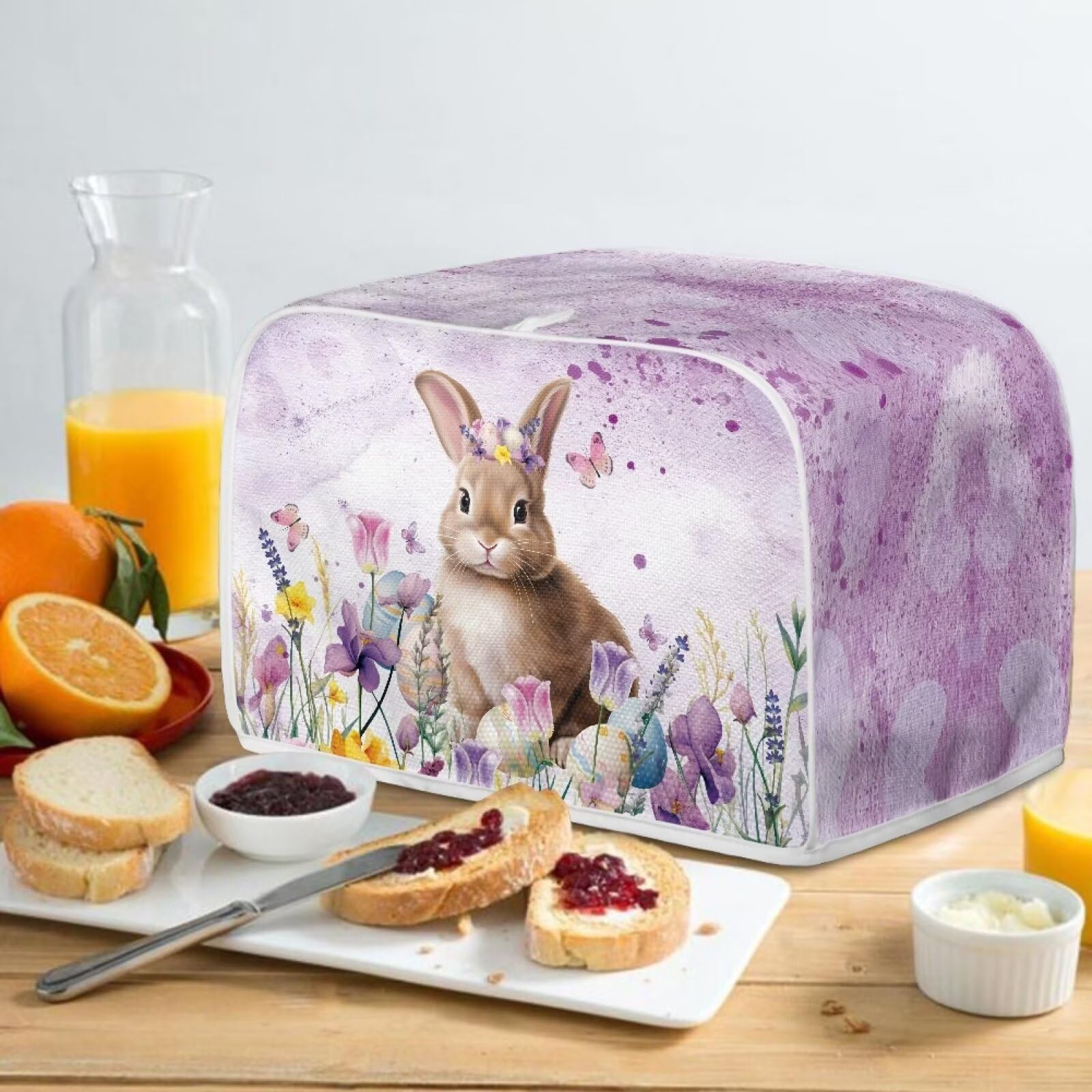 Easter Bunny Toaster Cover 2 Slice - Waterproof & Dustproof Kitchen Toaster Cover with Top Hook - Cute Easter Decor for Kitchen Accessories - Perfect for Easter Brunch & Holiday Home Decor