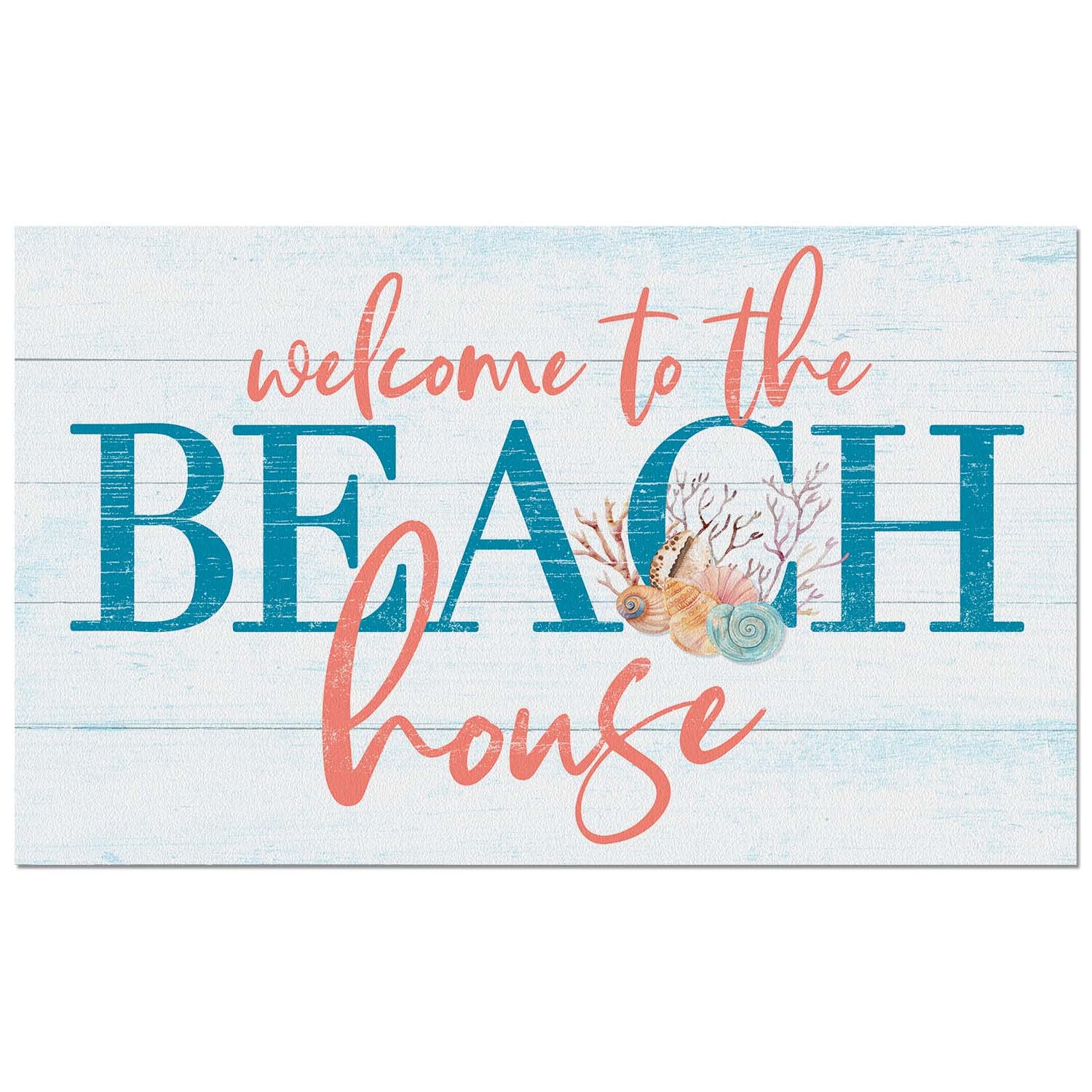 Counterart Beach House Welcome Indoor/Outdoor Doormat - Non-Slip Rubber Backing, Easy Clean 29.5x17.75 Inch - USA Made Entryway Rug for Porch, Patio & Front Door Decor