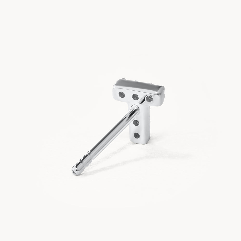 Diamond Letter T Single Stud Earring in Sterling Silver - Perfect for Gifts, Birthdays & Everyday Elegance