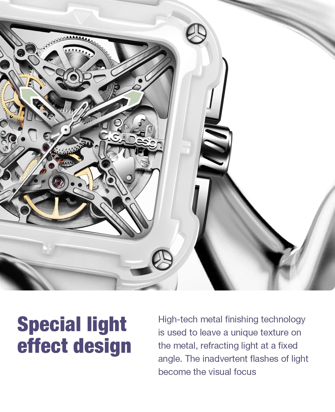 CIGA Design X Series Machina Women's Automatic Mechanical Watch - Sapphire Crystal Skeleton Dial with Silicone Strap | Fashion Accessory for Business, Party & Everyday Wear