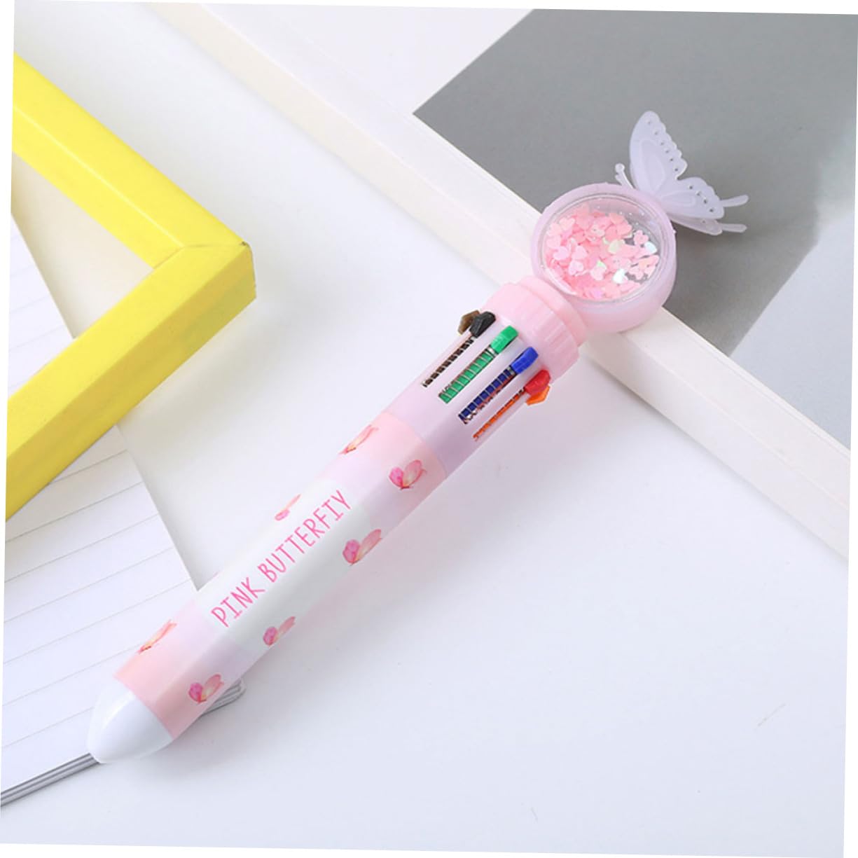 DIYEAH 4-Piece Butterfly Shimmer Ballpoint Pen Set - Vibrant Multi-Color Gel Pens for School, Office & Creative Writing - Perfect Gift for Students, Boys & Girls (Ideal for Note Taking, Journaling & Art Projects)
