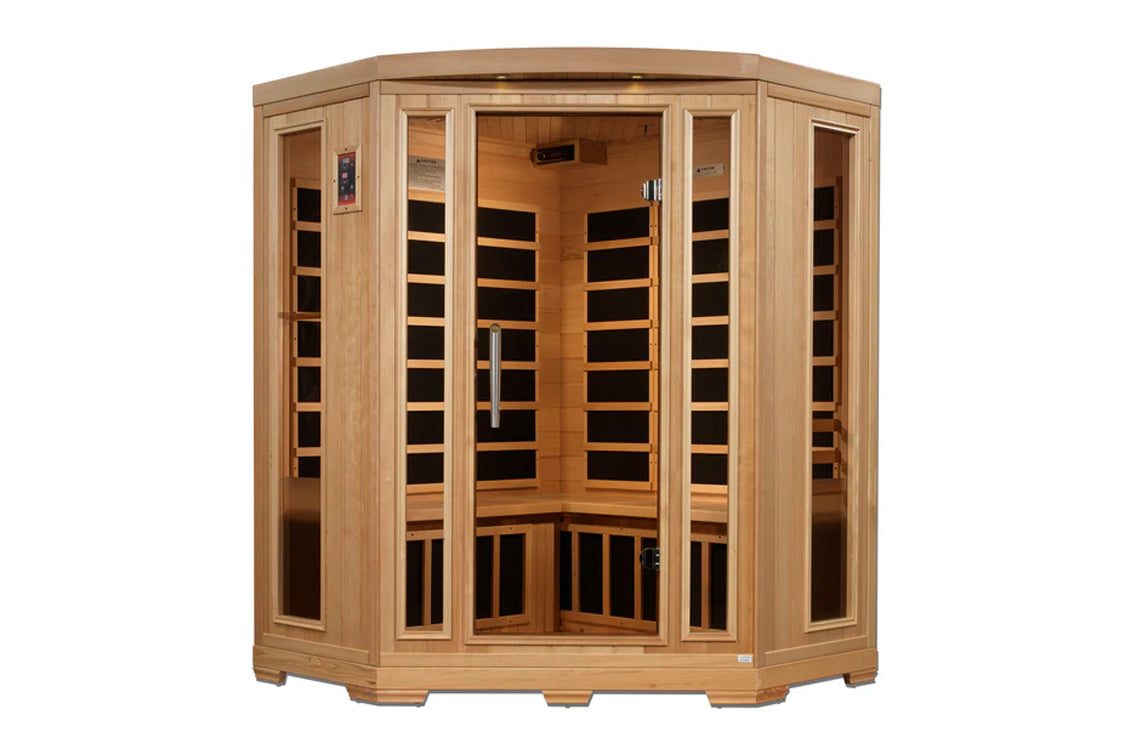 Pro 6 Rebecca 3-Person Corner Far Infrared Sauna with Near Zero EMF - Perfect for Home Relaxation & Detox Therapy