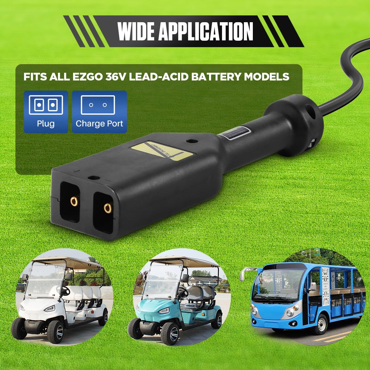 36V EZGO TXT Golf Cart Battery Charger 18 AMP with LCD Display - 16 FT Cable for Lead-Acid Batteries (1996-Present Models) | Perfect for Home, Golf Course & RV Use