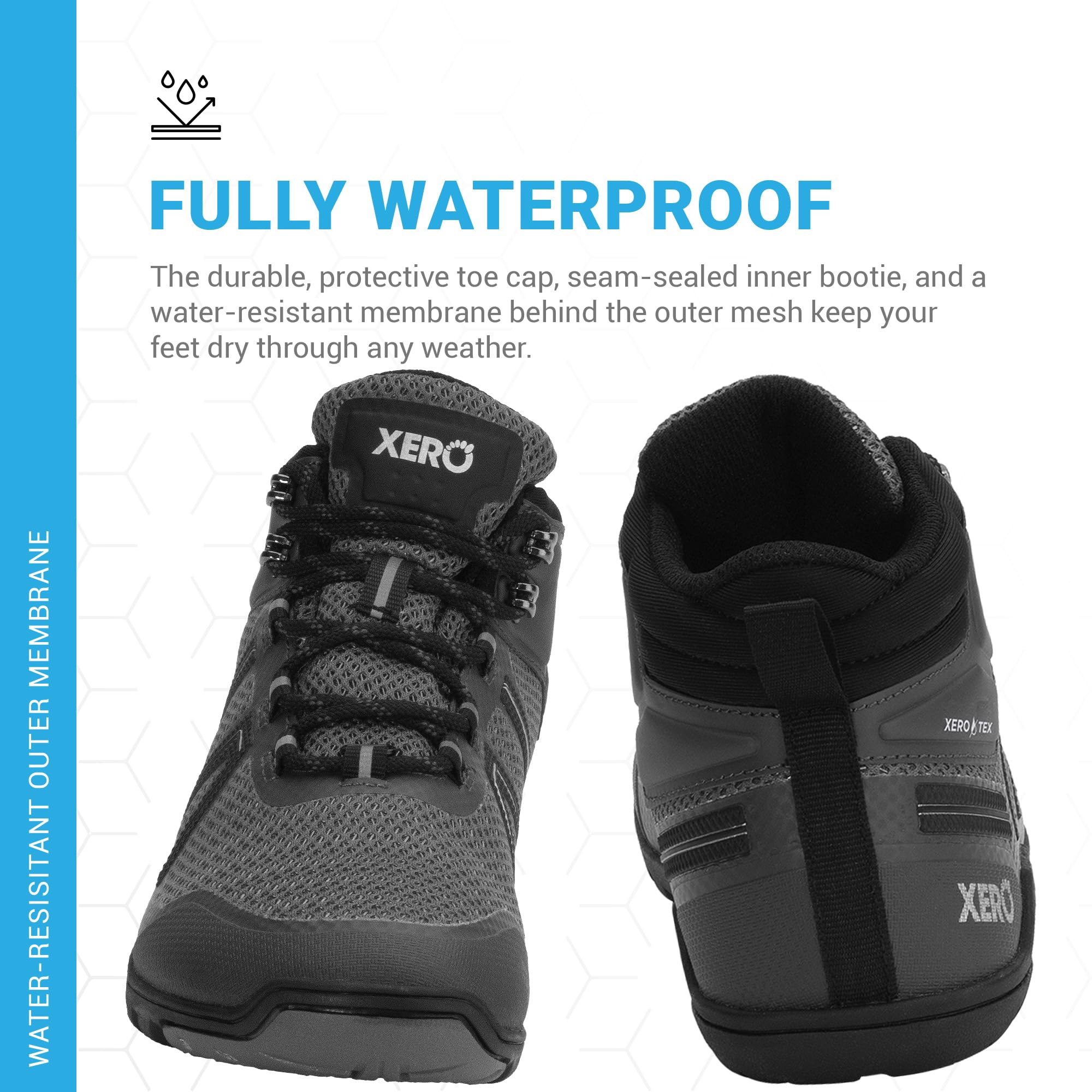 Xero Shoes Women's Xcursion Zero Drop Waterproof Hiking Boots - Lightweight Barefoot Trail Shoes for Outdoor Adventures, Camping & Backpacking