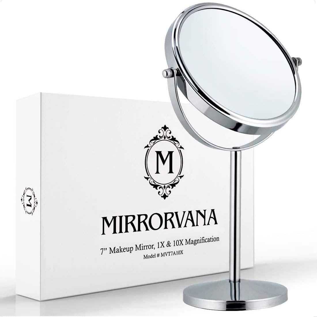 10X Magnifying Makeup Mirror with Stand - Double Sided 10X/1X Magnification, 7