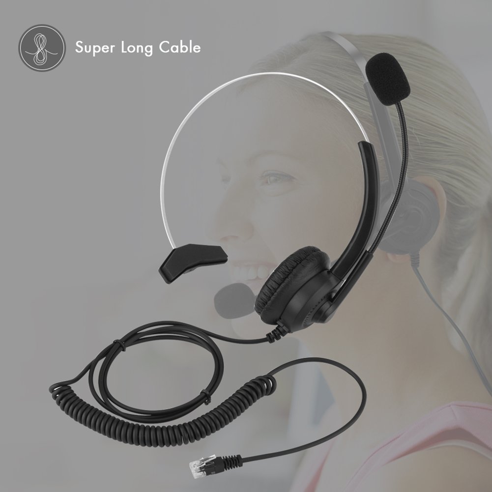 Noise Cancelling Phone Headset with Crystal Clear Microphone - 2.5mm/3.5mm/Dual 3.5mm Jack - 360° Rotatable Earmuffs & Adjustable Headband for Call Center, Office, Computer, Telephone - Perfect for Remote Work, Customer Service & Business Communications