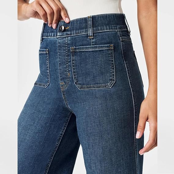 Curvachic High-Waisted Wide Leg Jeans with Tummy Control - Seamed Front Cropped Denim Pants for Women | Perfect for Casual Outfits, Office Wear & Night Out