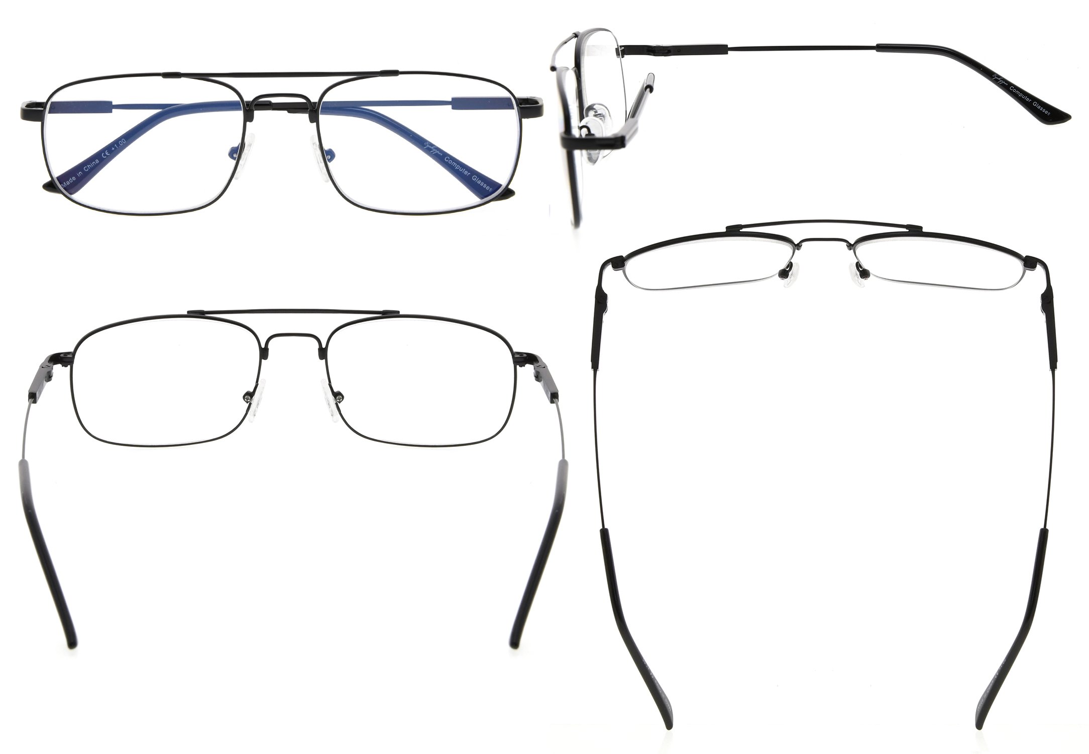 Blue Light Blocking Glasses for Men & Women - Eyekepper Computer Reading Glasses with Memory Frame & Transparent Lens (+3.00 Strength) - Reduce Eye Strain for Office Work, Gaming & Screen Time