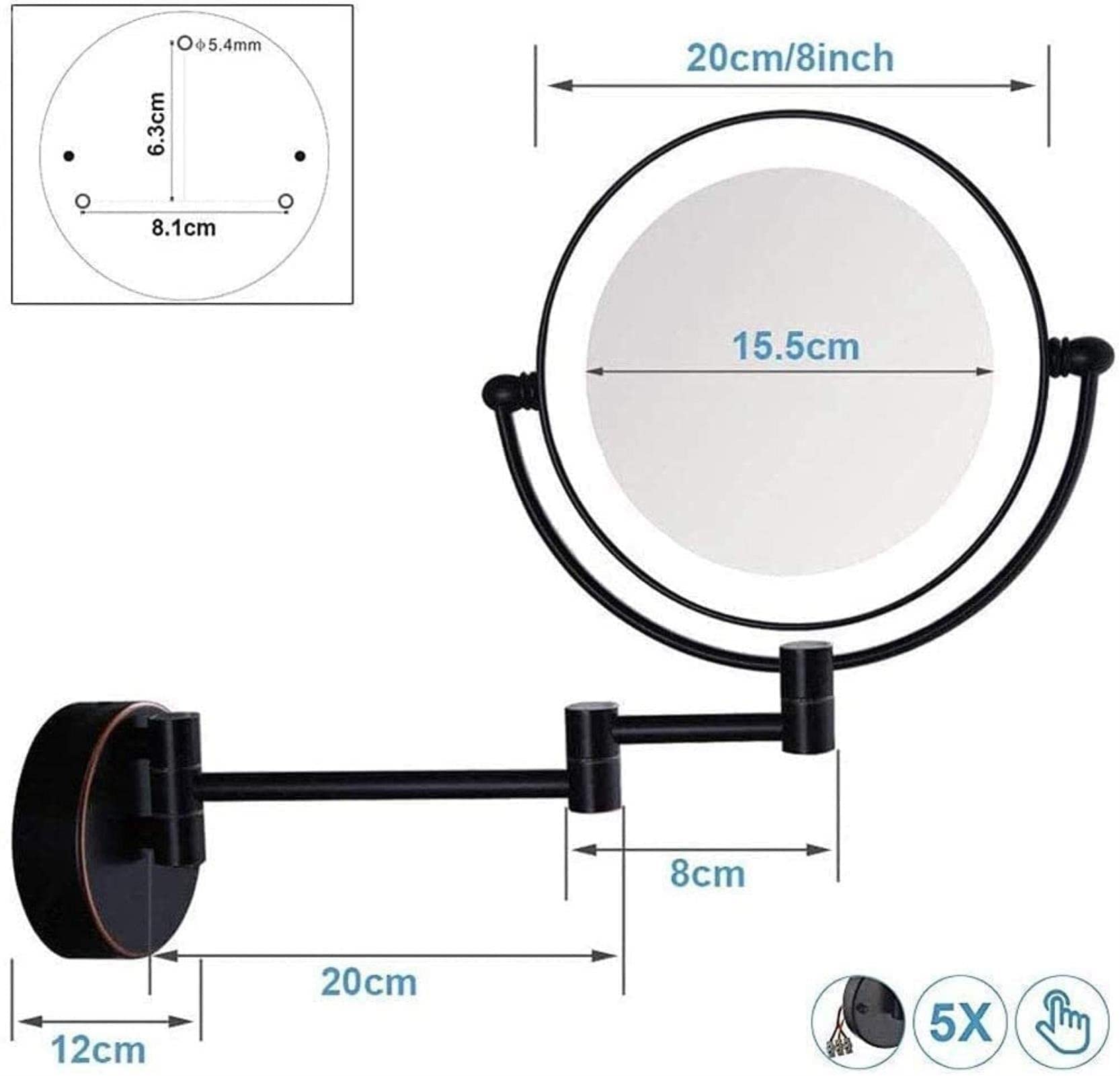 Wall Mount LED Lighted Makeup Mirror - Swivel & Extendable Dual-Sided Vanity Mirror with Adjustable Brightness for Bathroom, Dressing Room & Bedroom | Perfect for Makeup, Skincare & Grooming