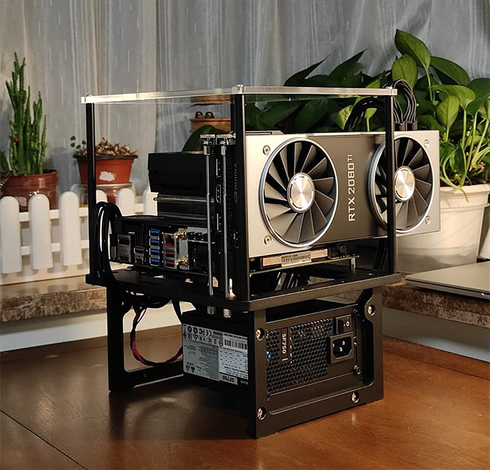 Open Air ITX PC Frame - Aluminum HTPC Case for Water Cooling & Overclocking, DIY Test Bench with Graphics Card Support | Perfect for Gaming Rigs & Custom PC Builds