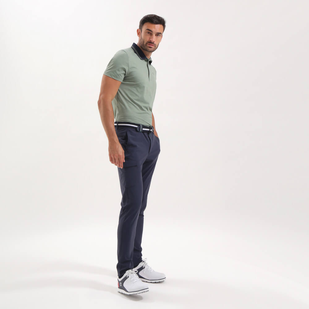 ALETTO Men's Lightweight Melange Sunblock Polo Shirt - UPF 50+ UV Protection, Breathable & Quick-Dry for Golf, Tennis & Outdoor Activities - Final Sale