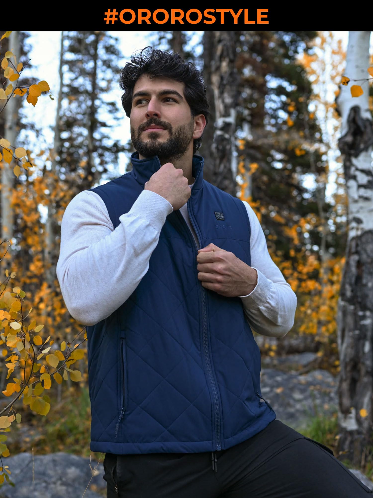 ORORO Men's Heated Quilted Vest with Rechargeable Battery Pack - Lightweight Winter Heating Jacket for Outdoor Activities, Camping & Work