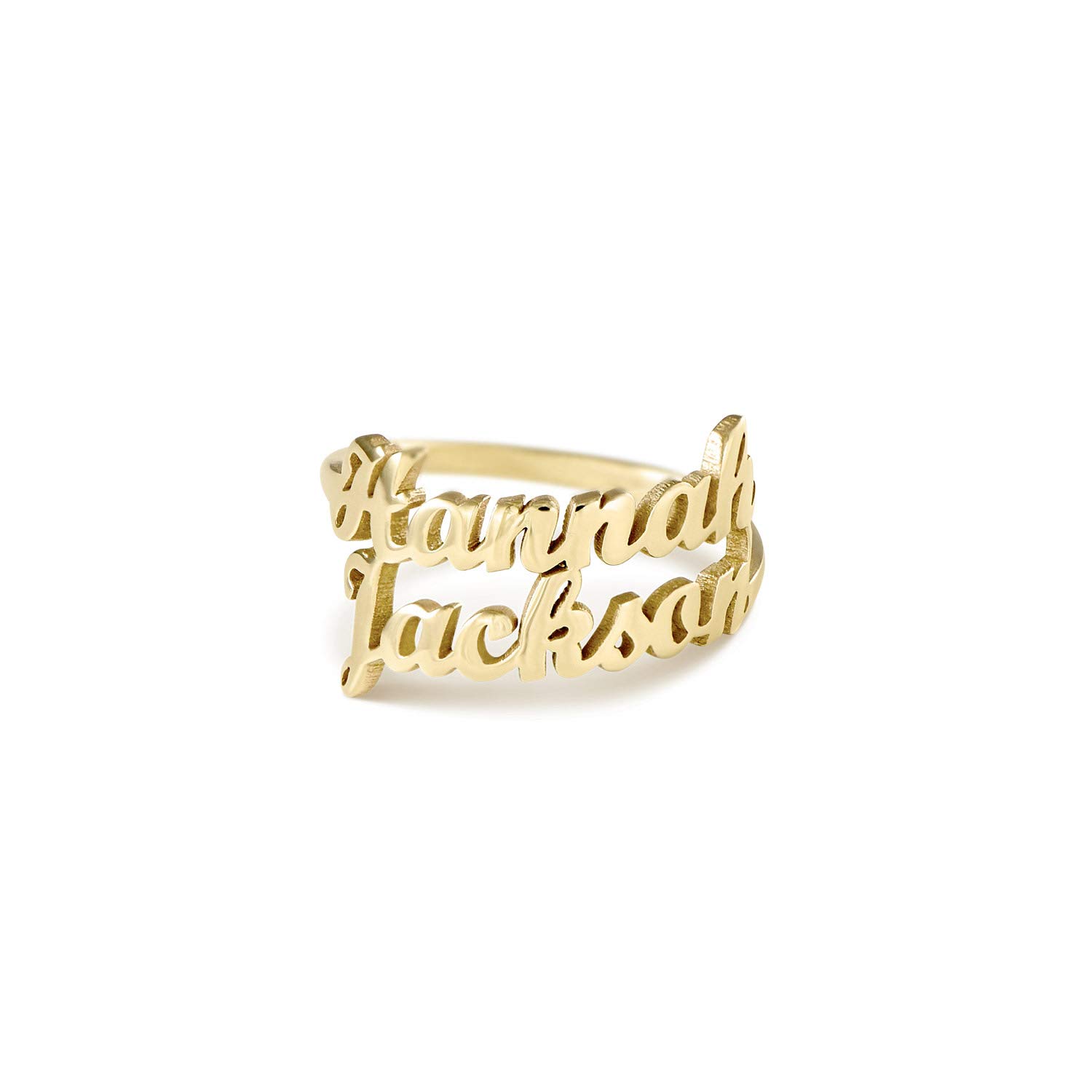 Oak & Luna Custom Name Rings - Personalized Couple Rings in Sterling Silver or Gold Plated - Engravable with 1-3 Names - Unique Jewelry Gift for Women, Wife, Mom - Perfect for Anniversaries, Weddings & Valentine's Day