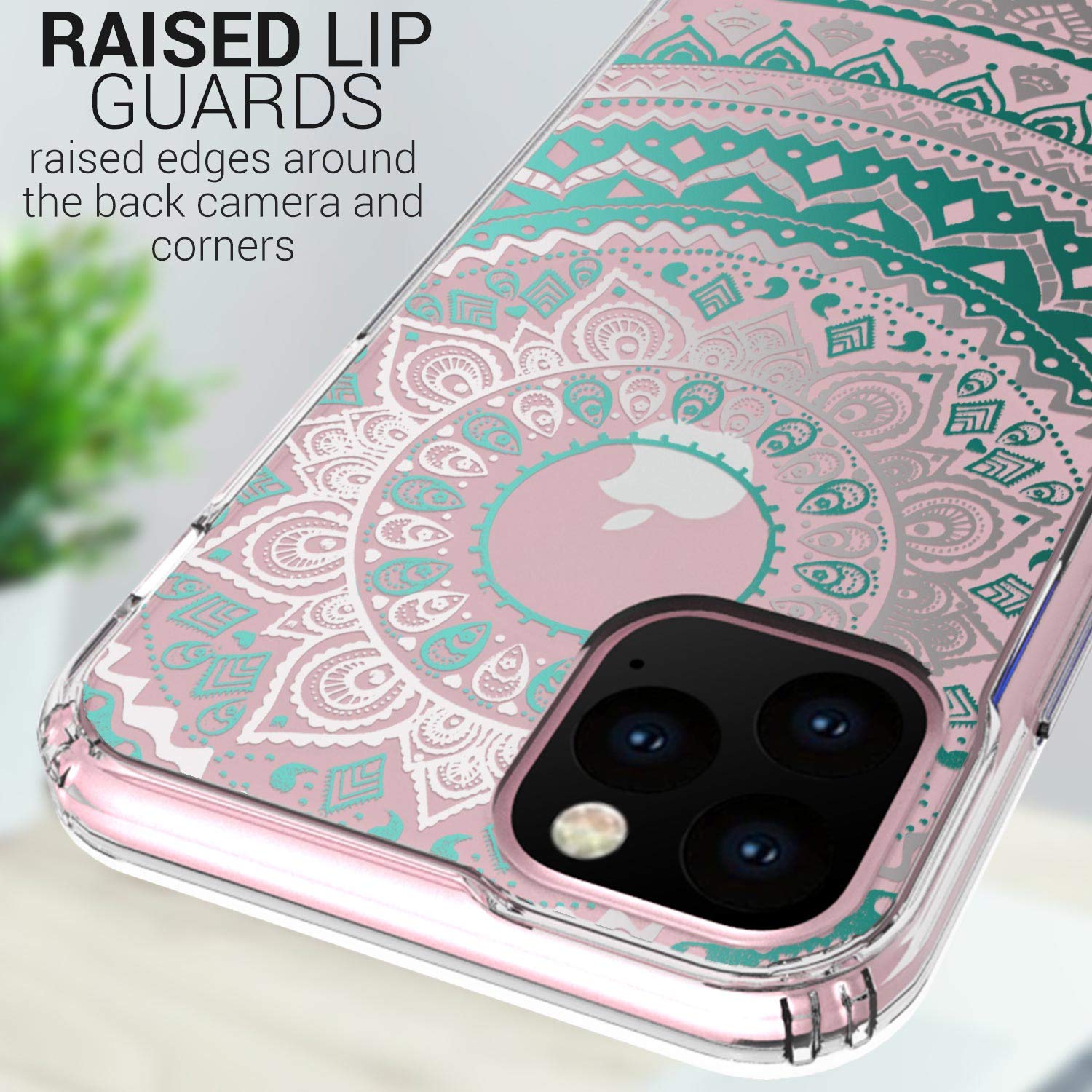 CoverON Hard Slim Fit ClearGuard Series Case for iPhone 11 Pro - Teal Mandala Design | Protective & Stylish Phone Cover for Everyday Use, Work & Travel