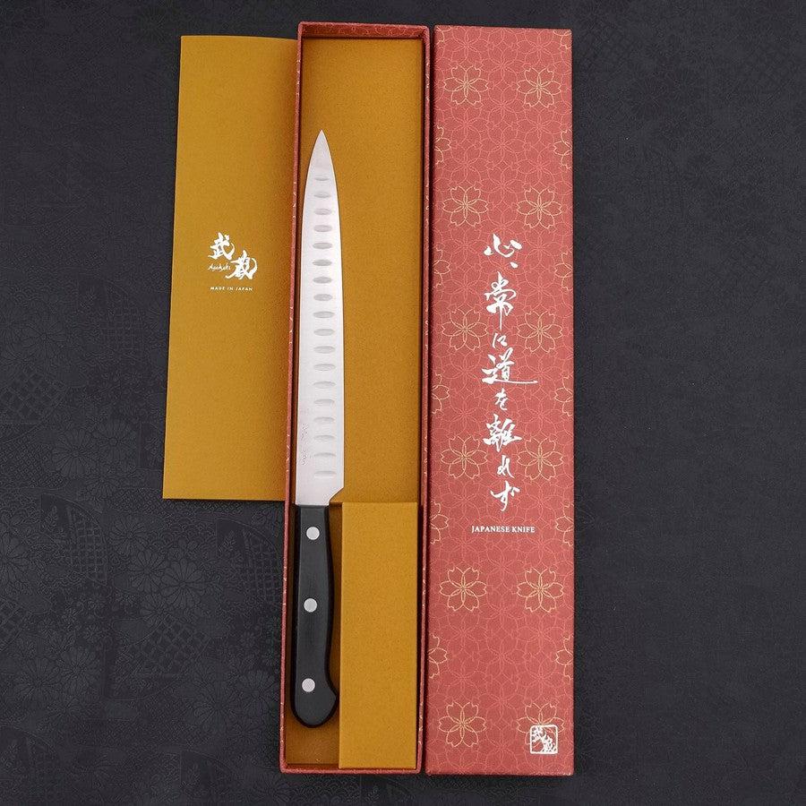 Premium Sujihiki Knife 210mm - High-Carbon Silver Steel #3 with Polished Western Black Handle - Perfect for Slicing Sashimi, Meat & Sushi Preparation