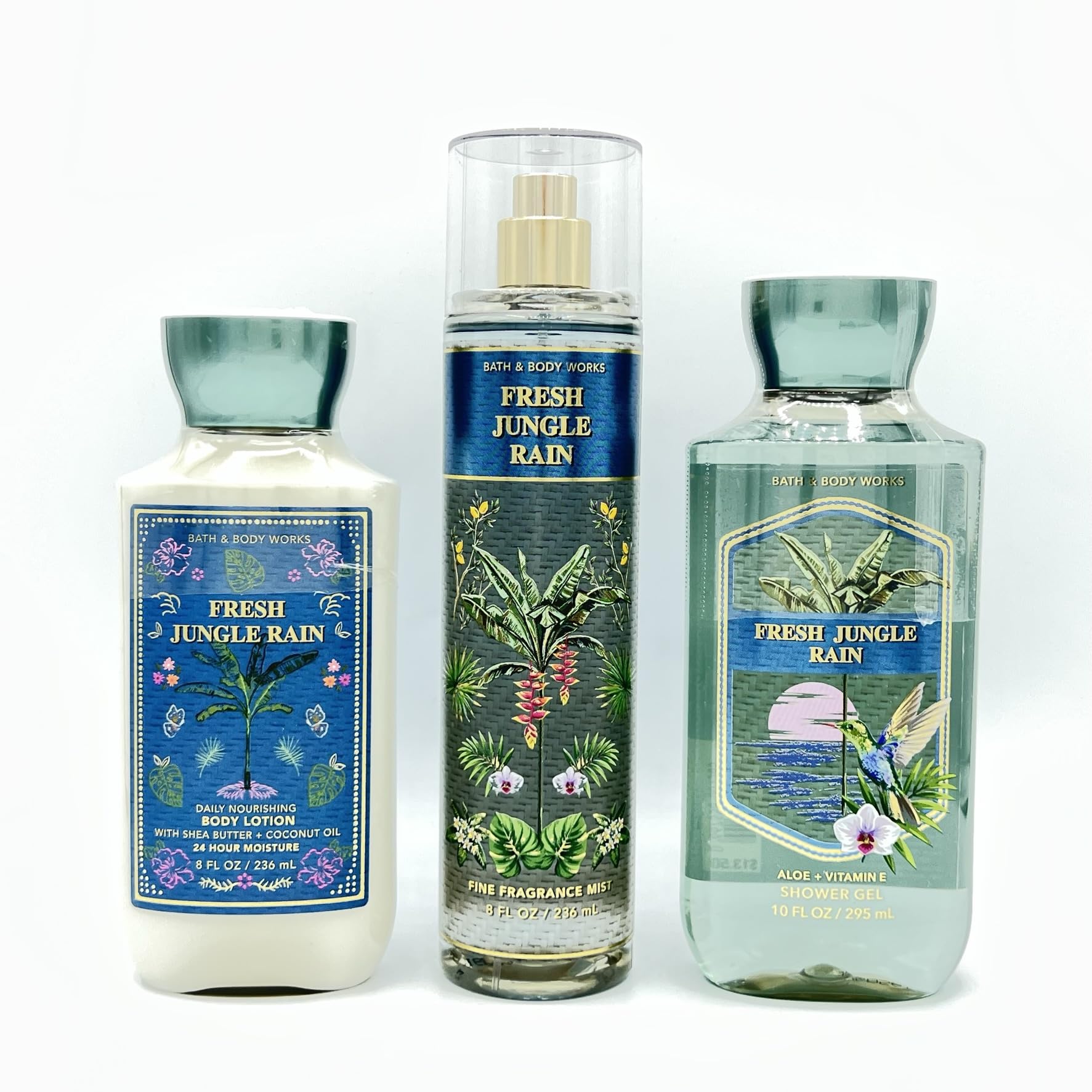 Fresh Jungle Rain Bath & Body 3-Piece Gift Set | Hydrating Body Lotion, Shower Gel & Perfume Mist for Dry Skin | Perfect for Spa Day, Self-Care Routine & Relaxing Bath Time