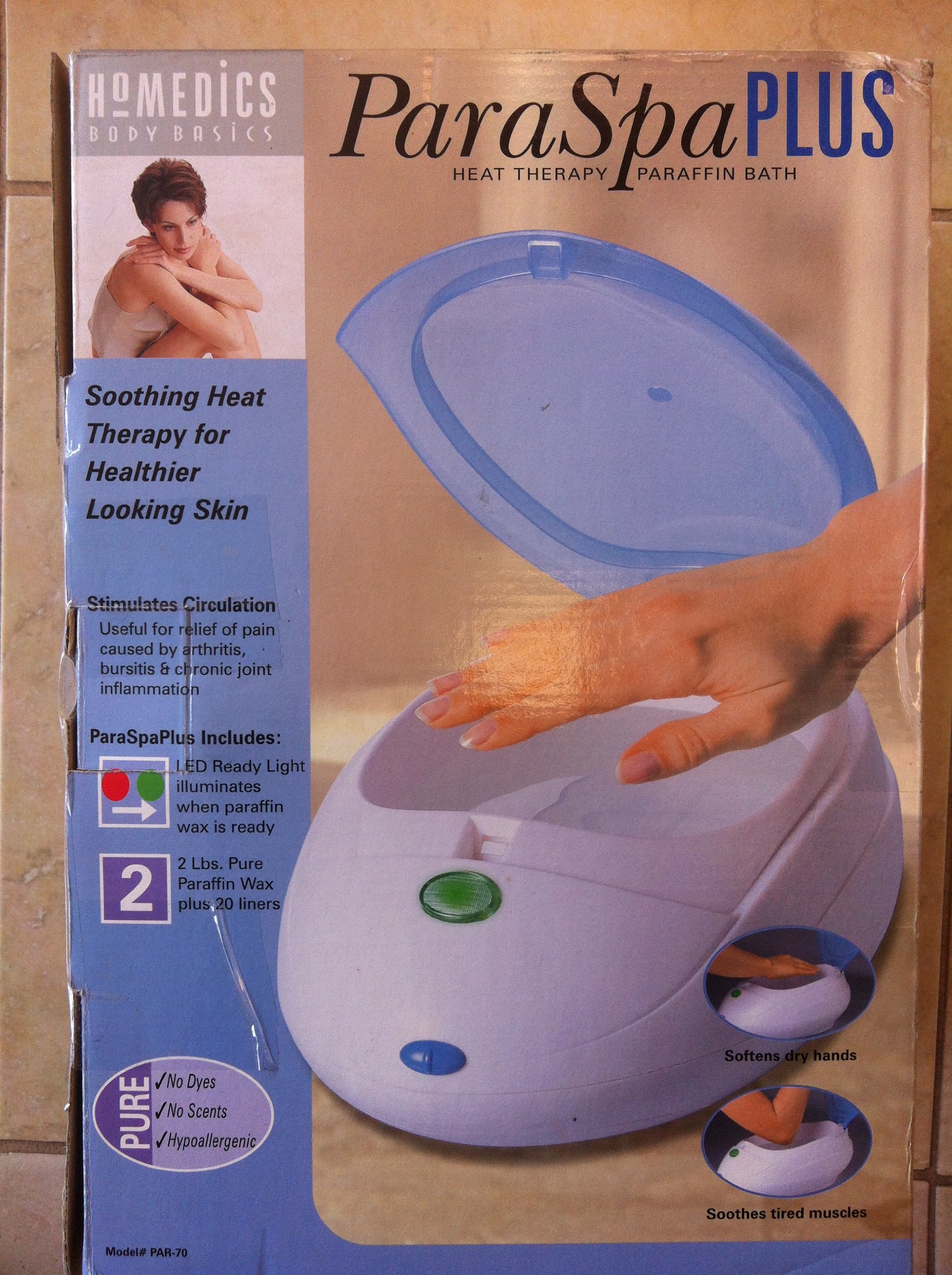 HoMedics Paraspa Plus Paraffin Wax Bath Heat Therapy System for Hands & Feet - White/Blue (PAR-70) | Pain Relief for Arthritis, Dry Skin & Cracked Heels | At-Home Spa Treatment