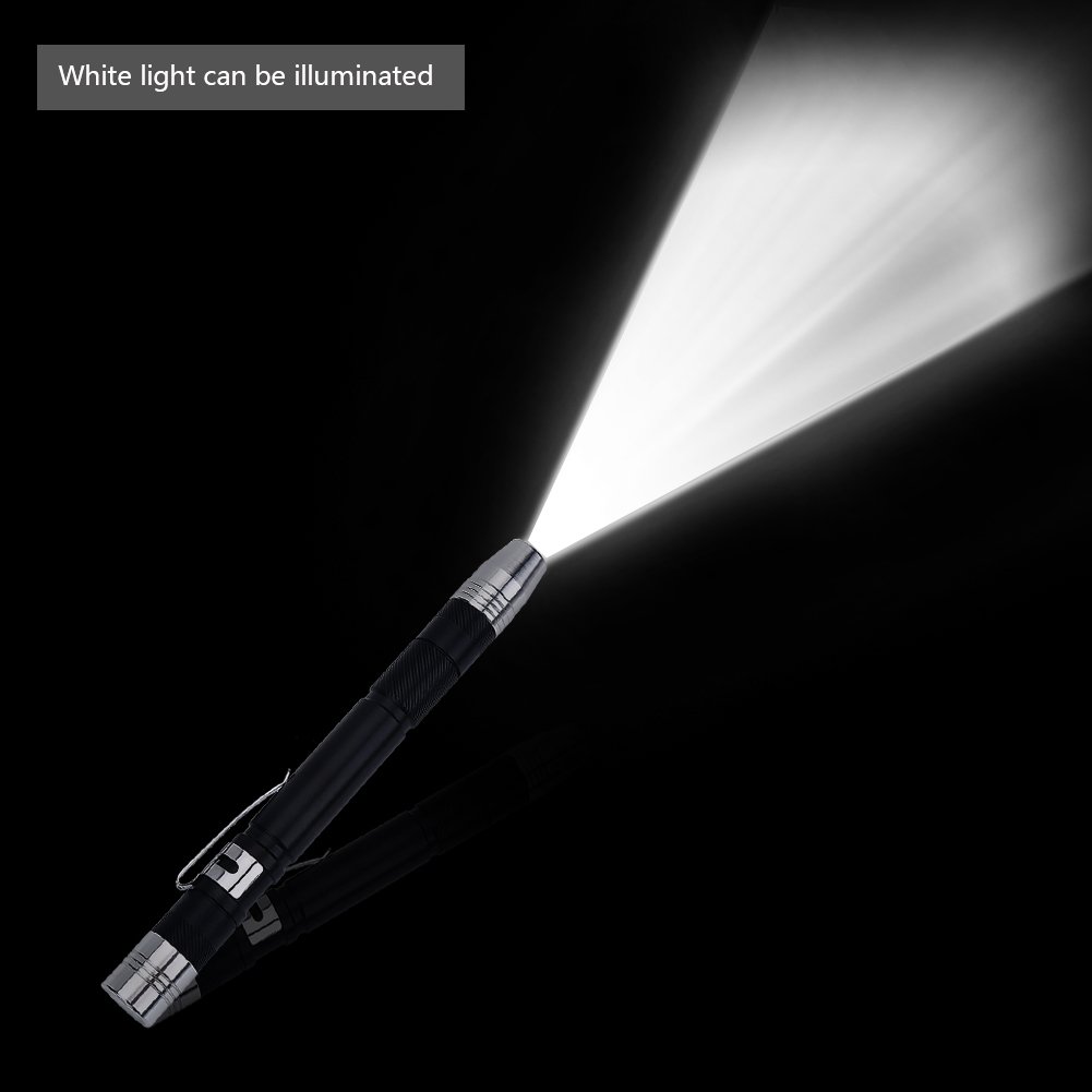 Portable Mini LED Flashlight - Ultra Bright Pocket Flashlight with Clip, Battery Powered Pen Light for Camping, Hiking, Emergency & Everyday Use (Black)