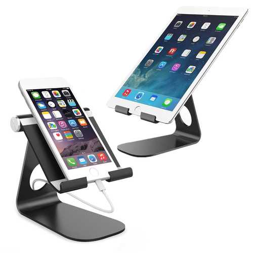 Bakeey™ Aluminum Alloy Multi-Angle Adjustable Anti-Slip Tablet Stand Holder for iPad, iPhone, Smartphones - Perfect for Home Office, Study & Watching Videos