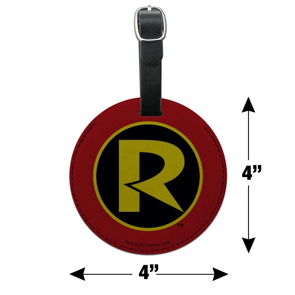 Batman & Robin Logo Round Leather Luggage Tag - Personalized Suitcase ID Tag for Travel Bags - Perfect for Carry-Ons, Backpacks & Suitcase Identification