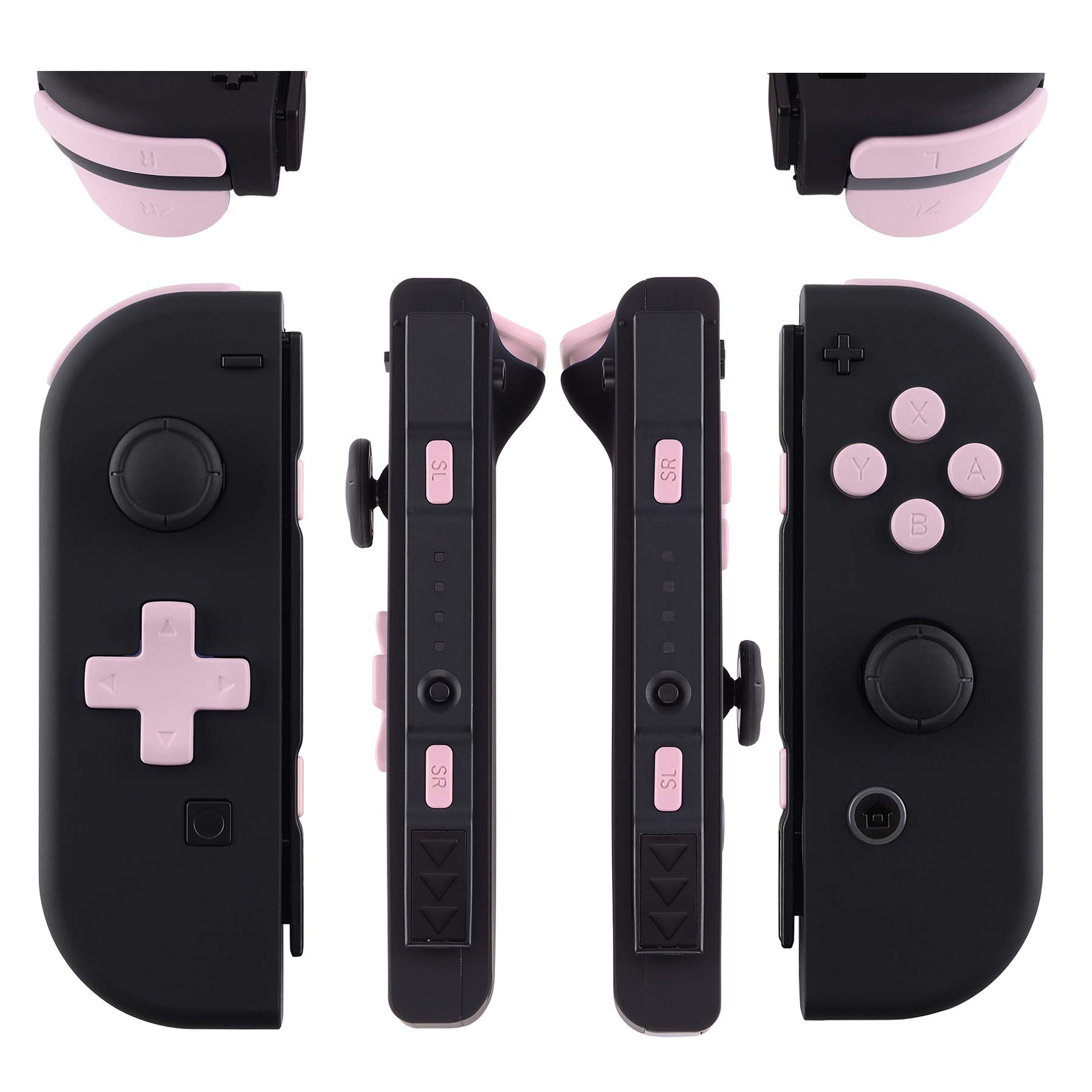 ExtremeRate Cherry Blossom Pink Replacement Button Kit for Nintendo Switch & OLED Joy-Con - Includes D-Pad, ABXY Buttons, SR/SL/L/R/ZR/ZL Triggers & Springs (D-Pad Compatible with ExtremeRate Shell Only) - Perfect for DIY Controller Repair & Customization