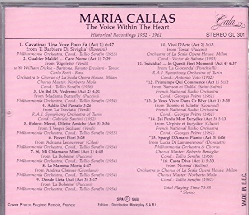 Voice Within the Heart by Maria Callas - Opera Music CD | Classic Vocal Performances | Perfect for Relaxation, Romantic Dinners & Classical Music Lovers