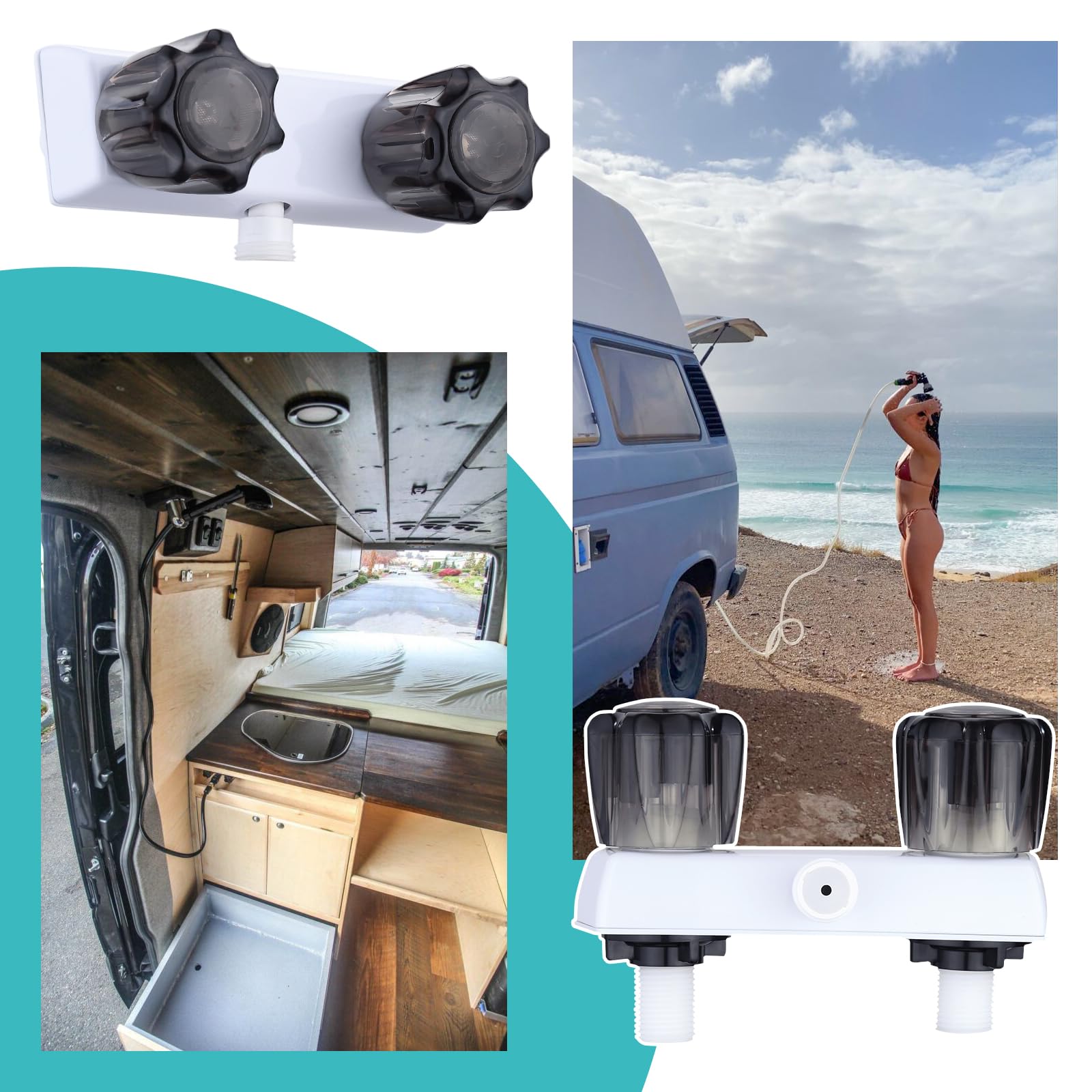 RV Shower Faucet Replacement - Camper Shower Mixing Valve with Diverter for RV, Travel Trailer & Motorhome - Durable Bathroom Shower Control for Camping & Road Trips