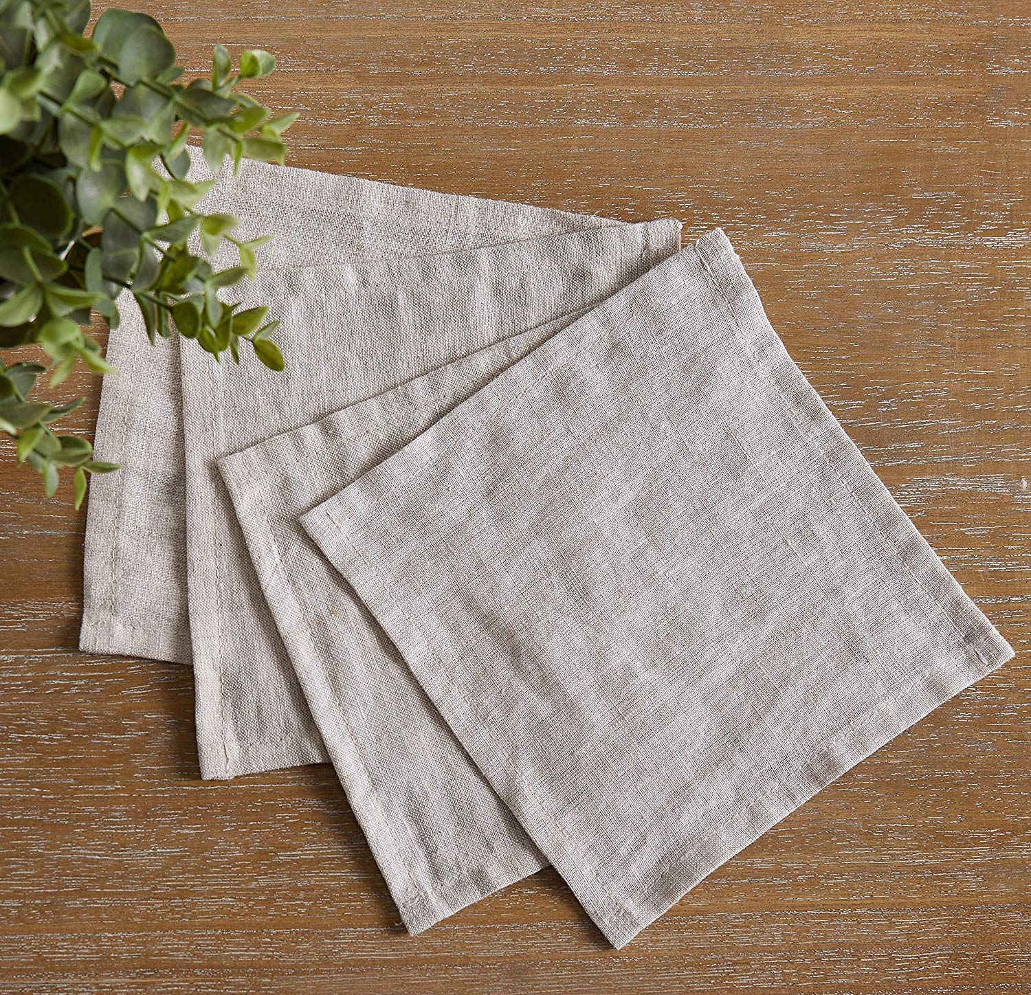 Premium 100% Pure Linen Cocktail Napkins - Set of 50 (6×6 Inch) - Natural Linen Drink Coasters & Elegant Table Decor for Valentine's Day, Weddings, Dinner Parties & Home Entertaining