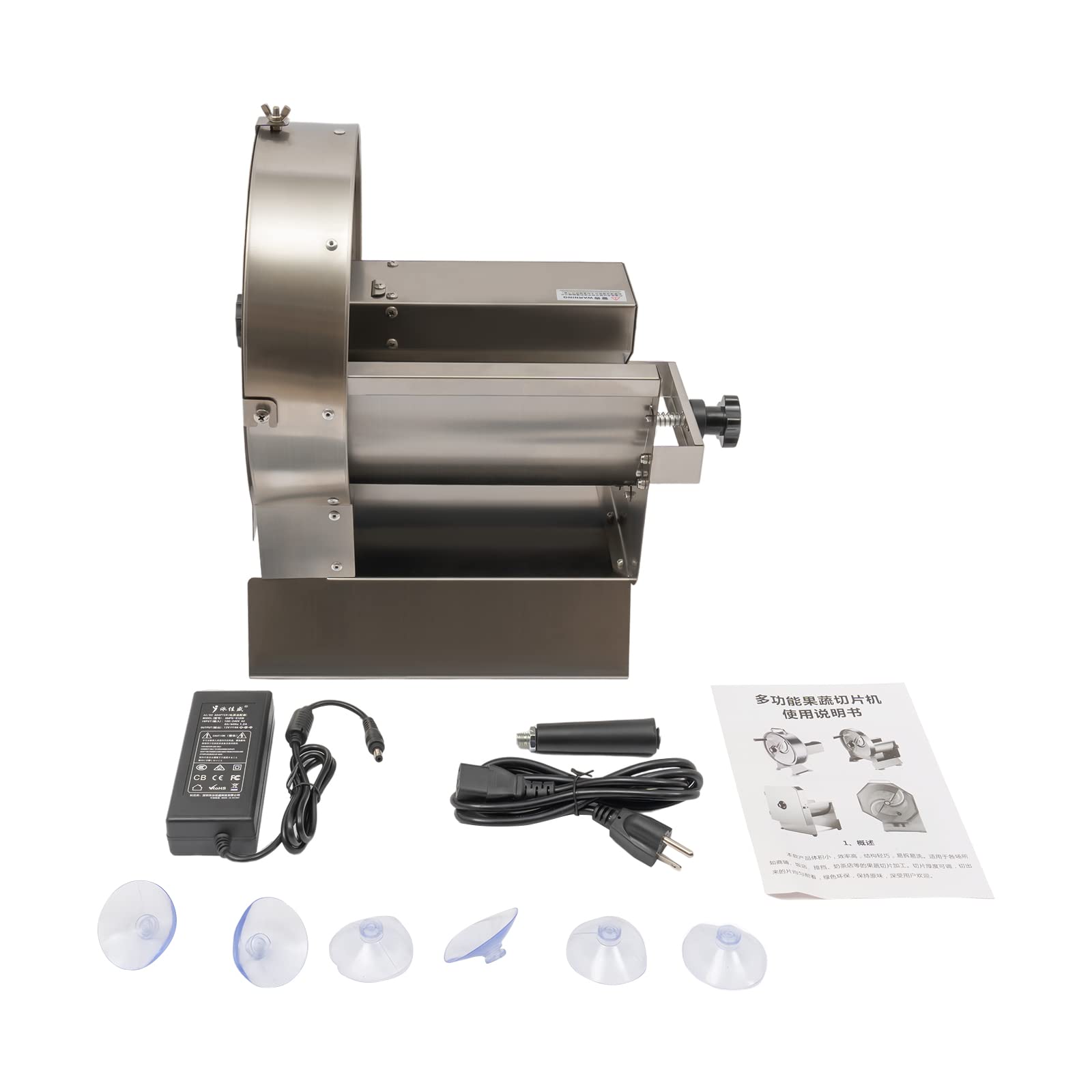 Stainless Steel Electric & Manual Dual-Purpose Fruit Vegetable Slicer - Adjustable Thickness for Home Kitchen & Commercial Use - Perfect for Salad Prep, Meal Prepping & Food Processing
