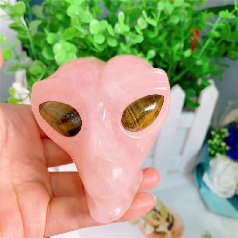 8cm Natural Stone Carved Alien Skull Statue - Healing Crystal Decor, Gemstone Collection (1pc) for Meditation, Home Decor & Spiritual Gifts