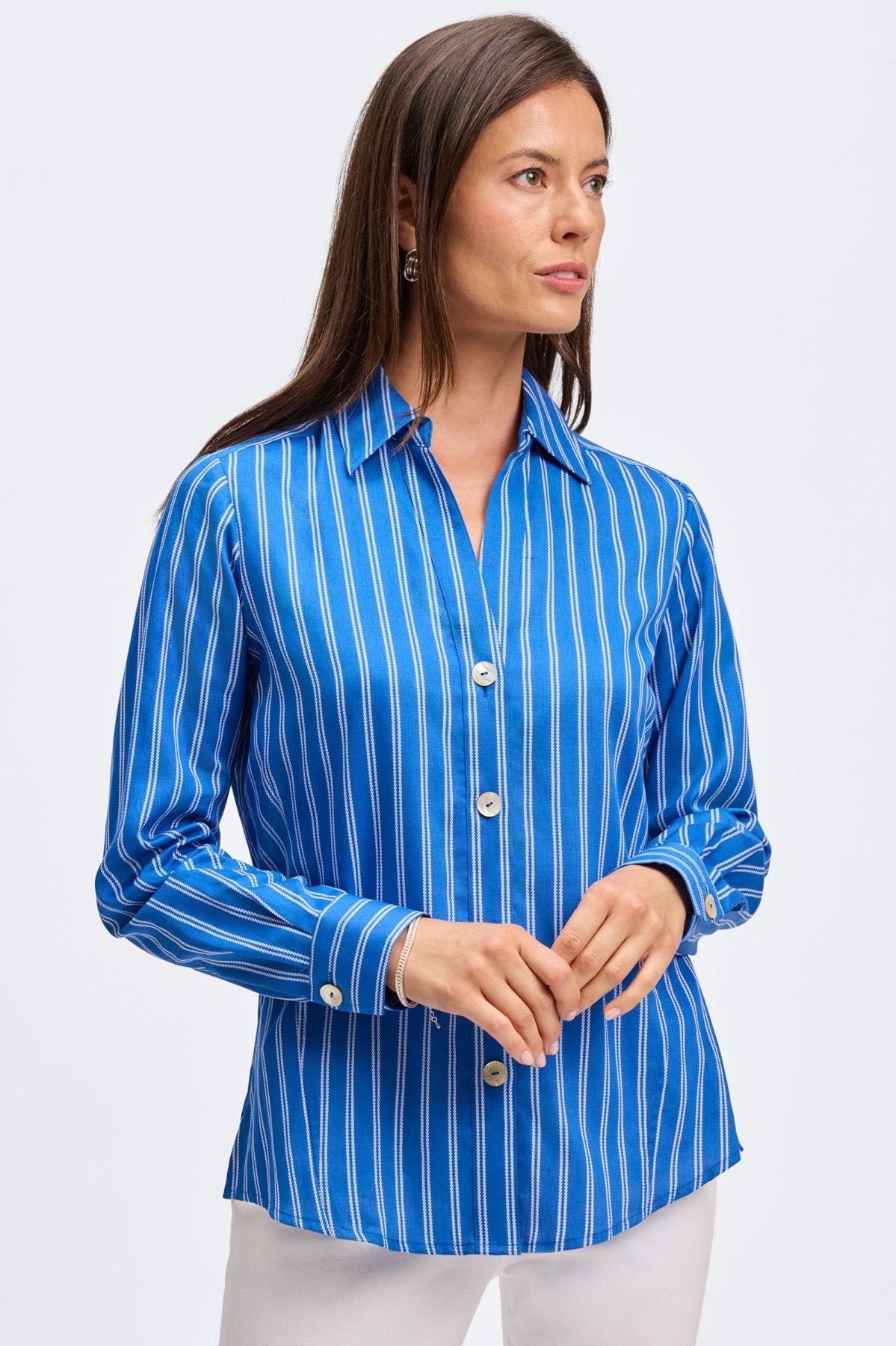 Paityn Rope Stripe Long Sleeve Shirt for Women - Casual Button Down Blouse with Striped Pattern - Perfect for Office, Date Night & Fall Layering